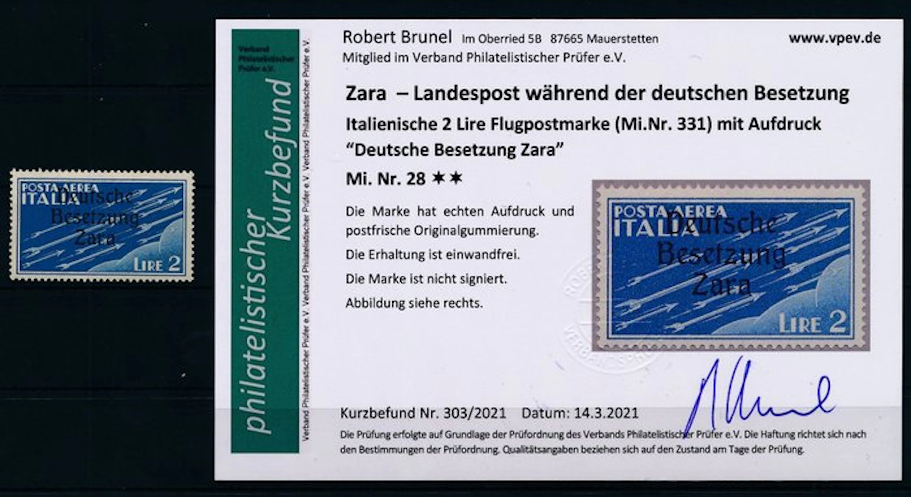 ZARA German Cast 1943 - Airmail stamp