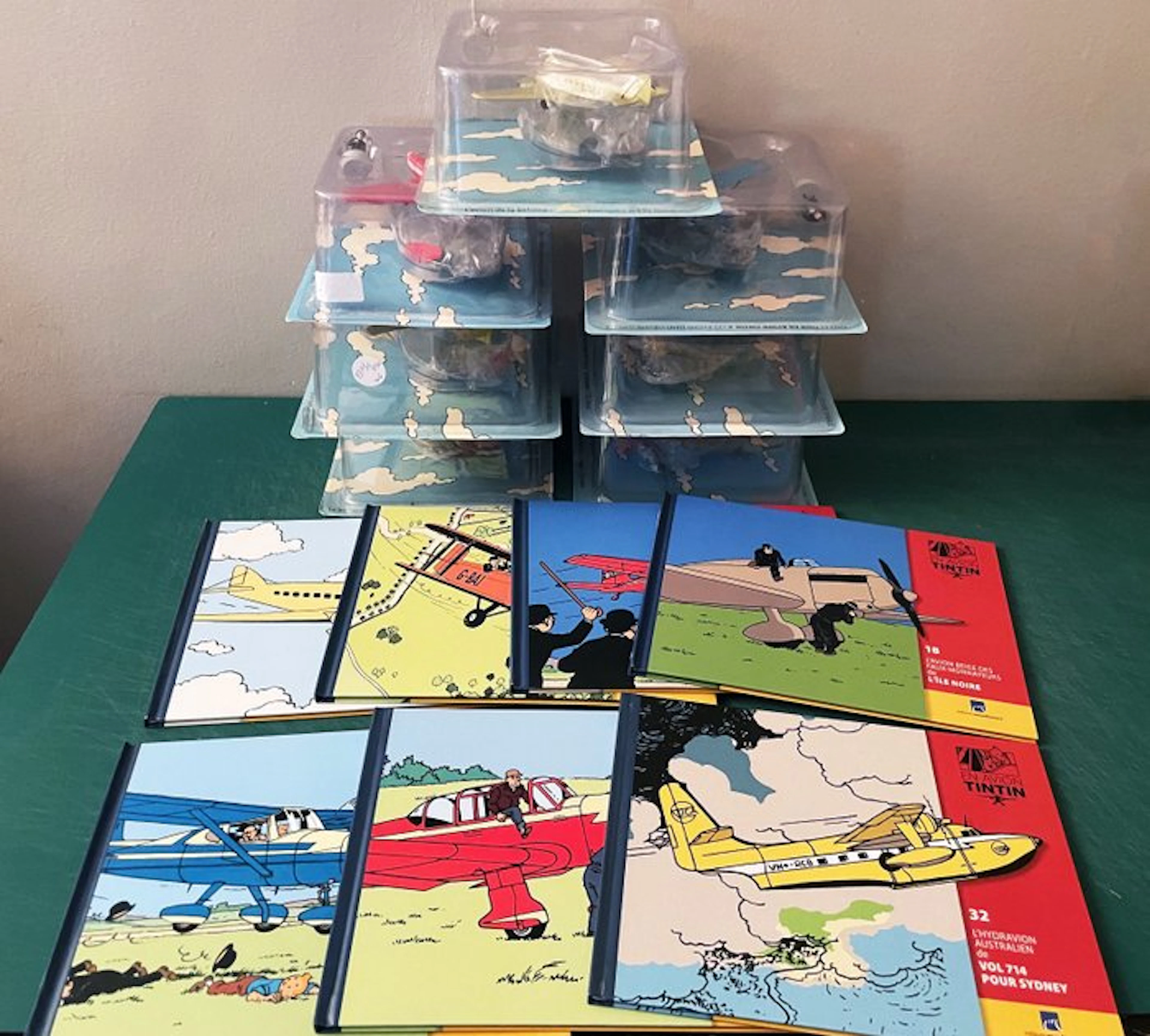 Moulinsart - Tintin - 7x figurines "En Avion Tintin" - 2014/2015