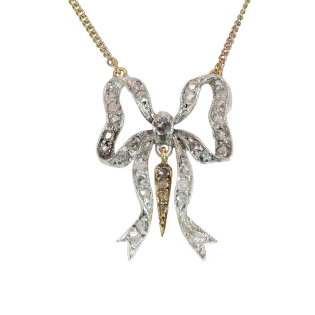 No reserve price - Necklace - 18 kt. Yellow gold - Diamond - Victorian 1850