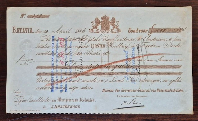 Netherlands - Letter - Wisselbrief Batavia 3000 gulden - 1886