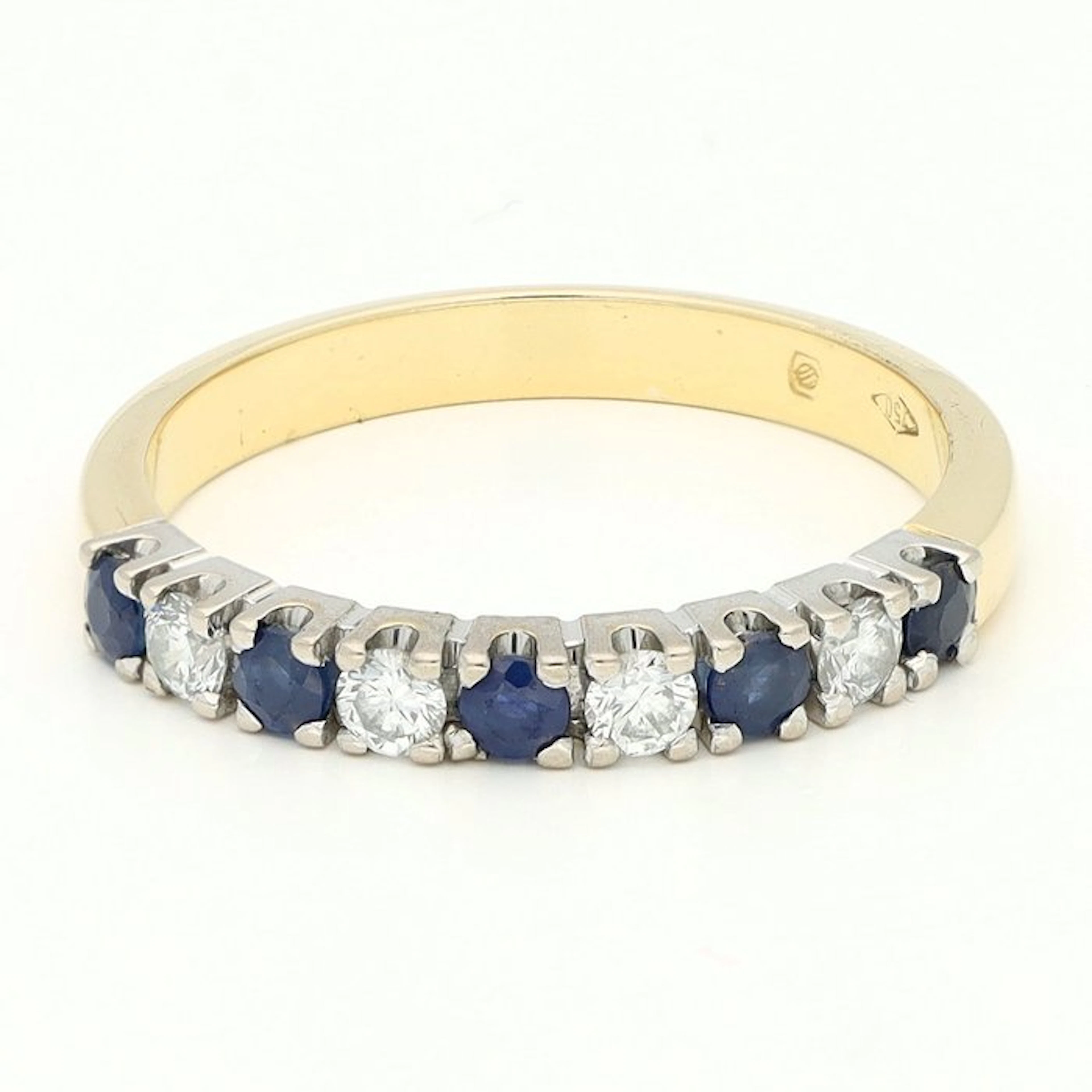Ring - 18 kt. Yellow gold Diamond (Natural) - Saffier - Row