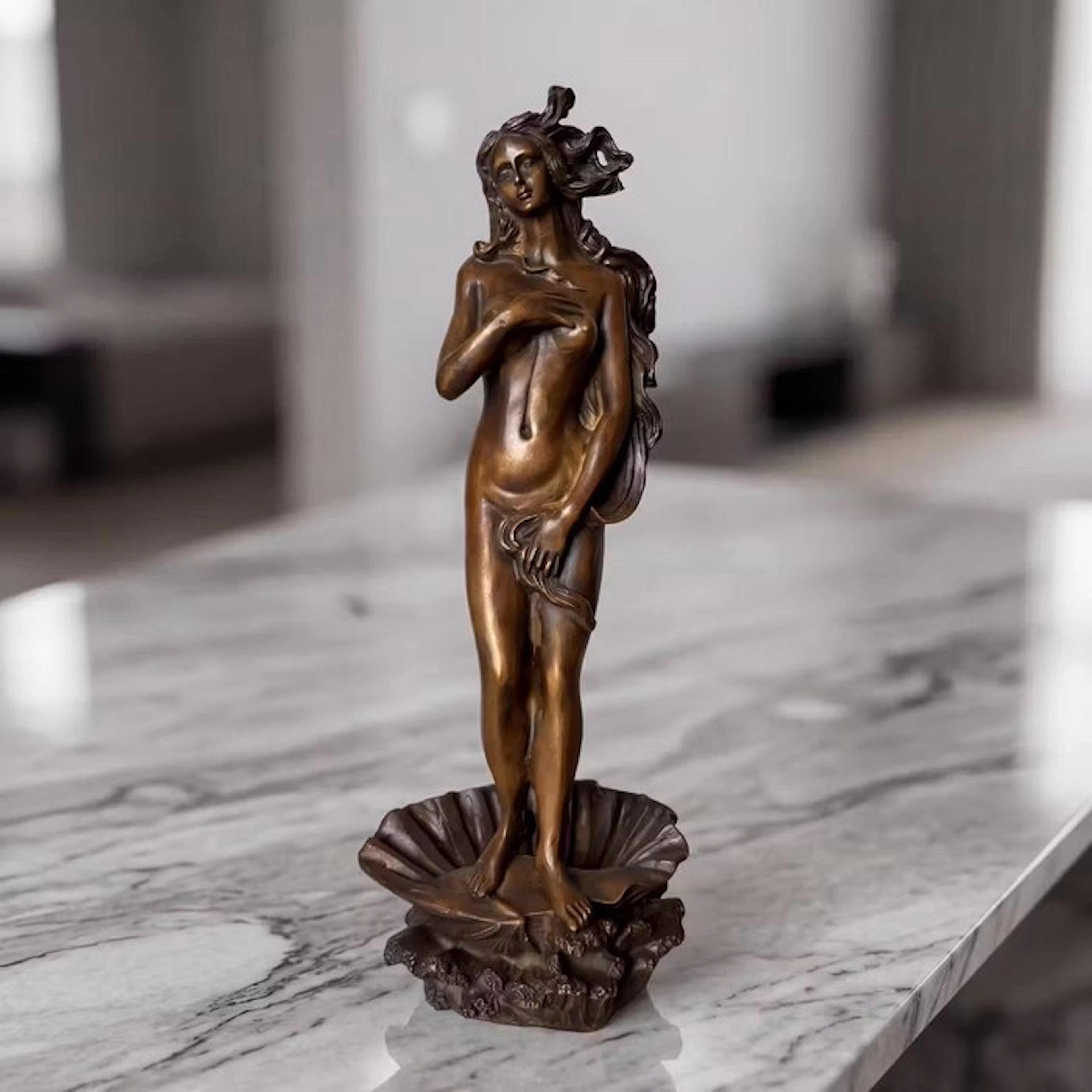Statue, “Geboorte van Venus” 36.5 cm - 36.5 cm - Bronze