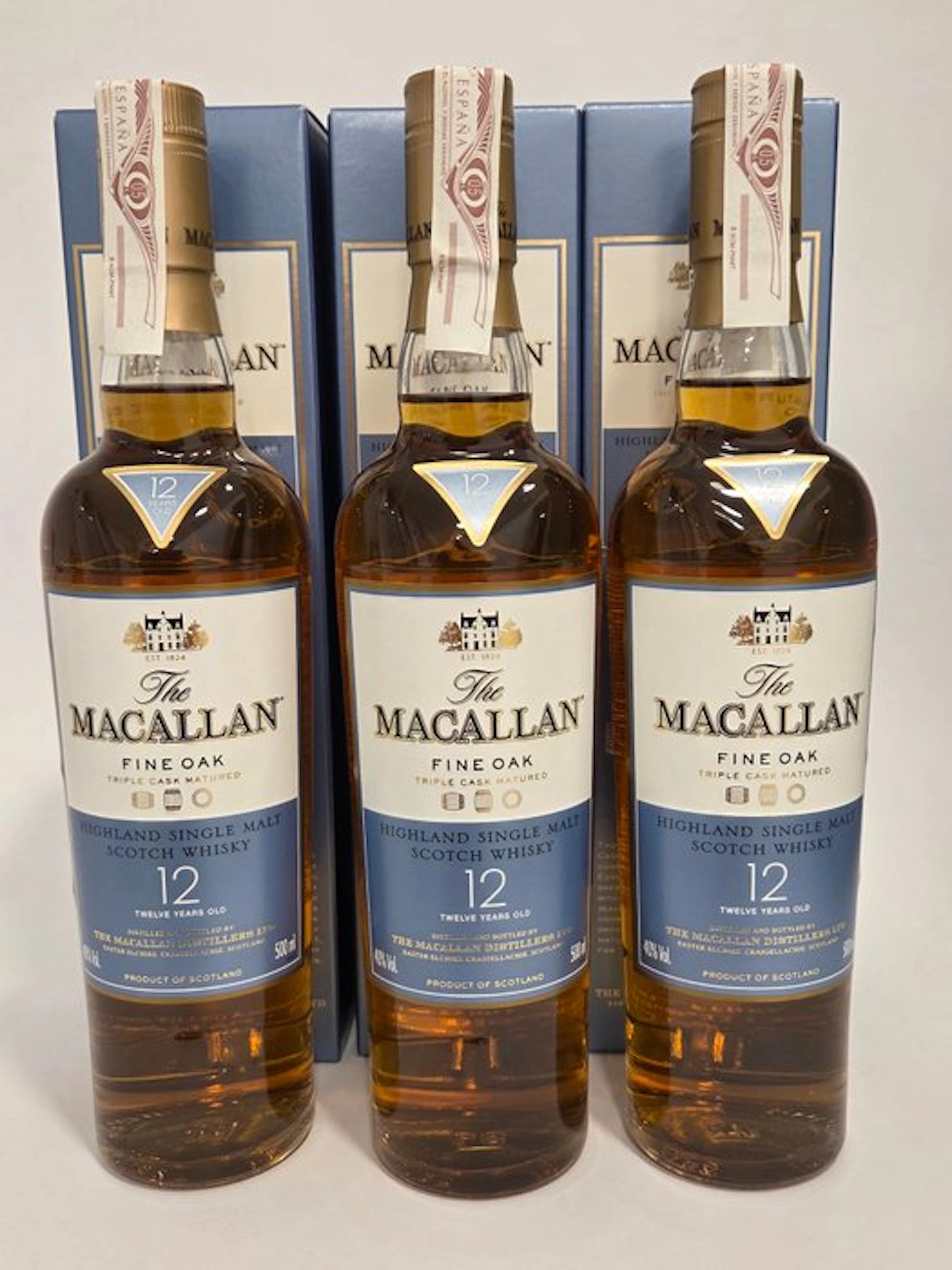 Macallan 12 years old Fine Oak Triple Cask Matured - 50cl - 3 bottles