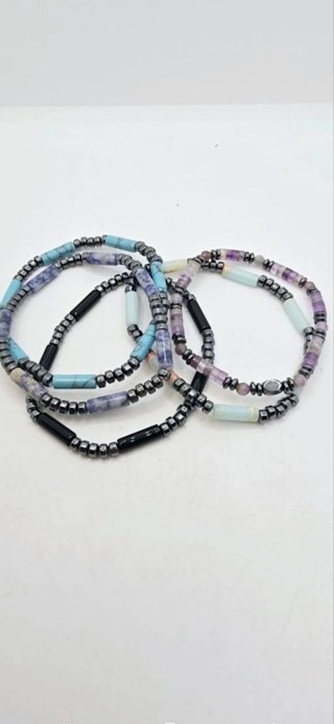 Exquisite Set of Hematite Bracelets with Minerals - Bracelets - Bracelet