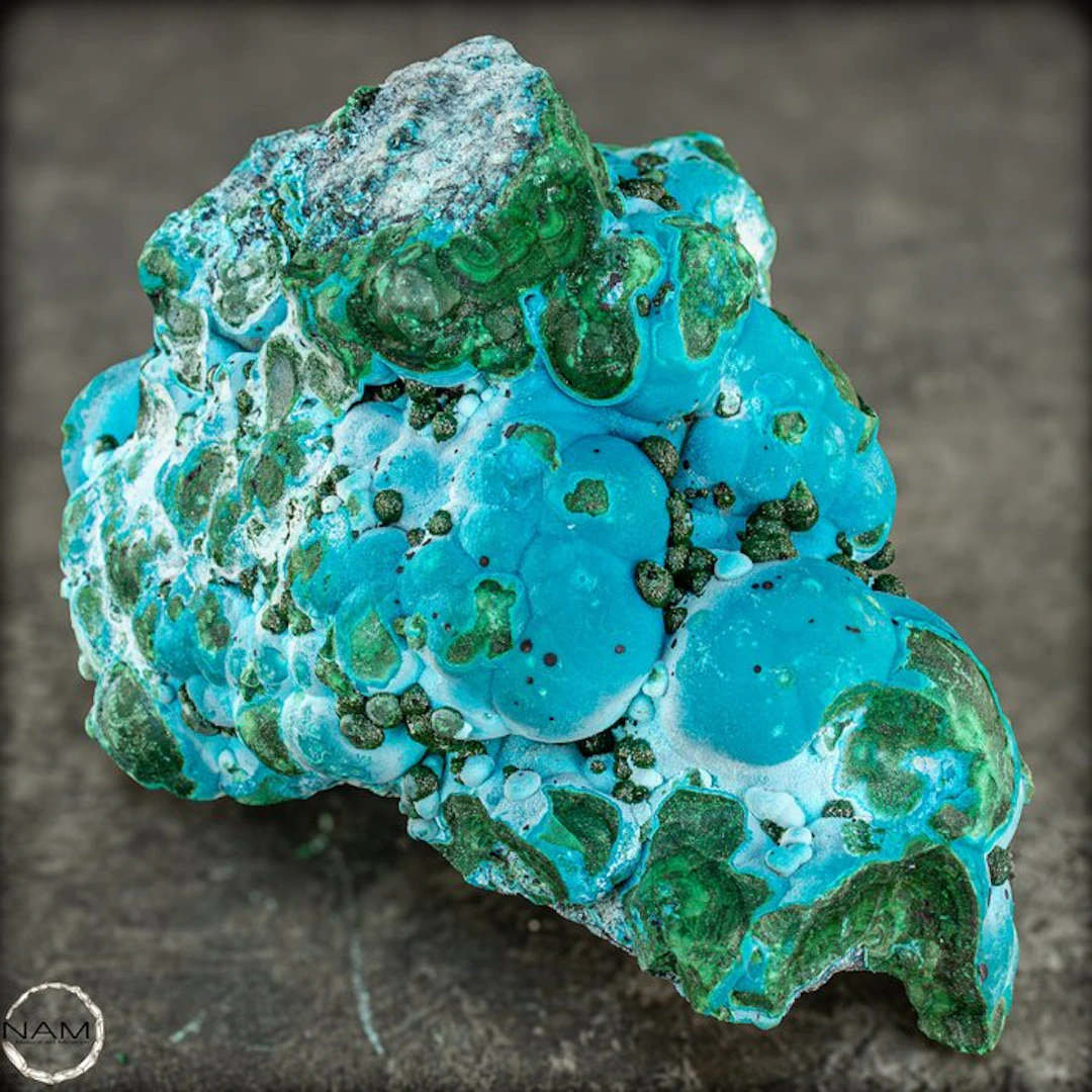Natural malachite-chrysocolla rough specimen with intense...