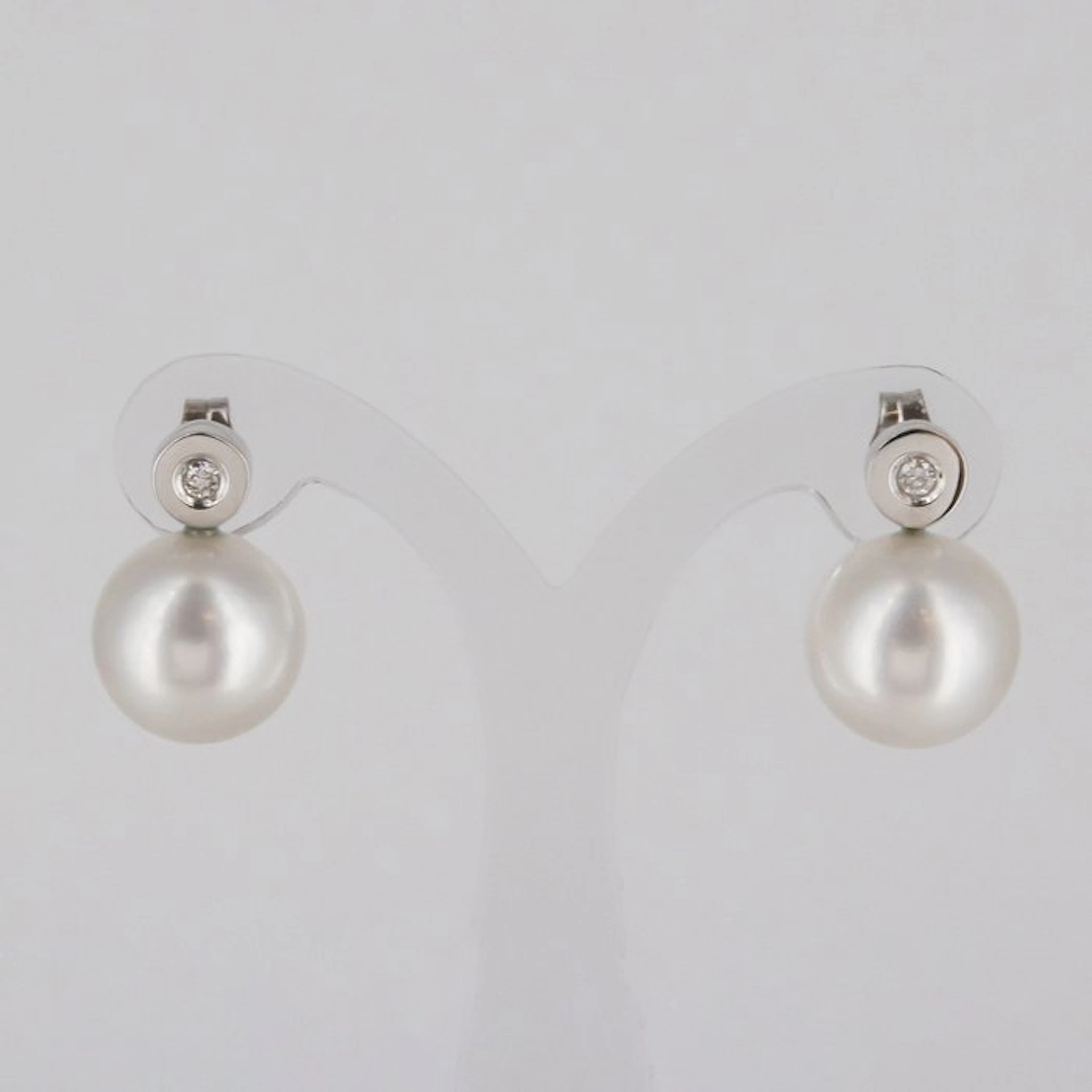 Earrings - 18 kt. White gold Diamond (Natural) - Pearl