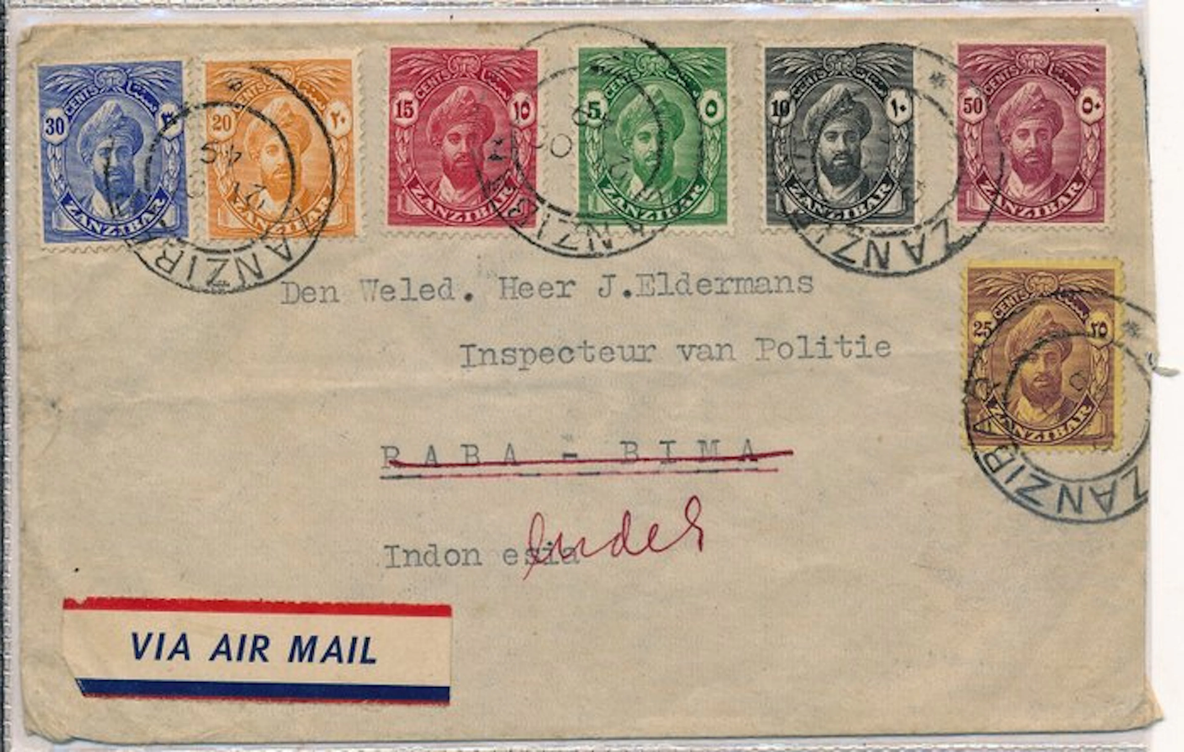 Zanzibar 1912/1949 - Four covers with picture postcards...