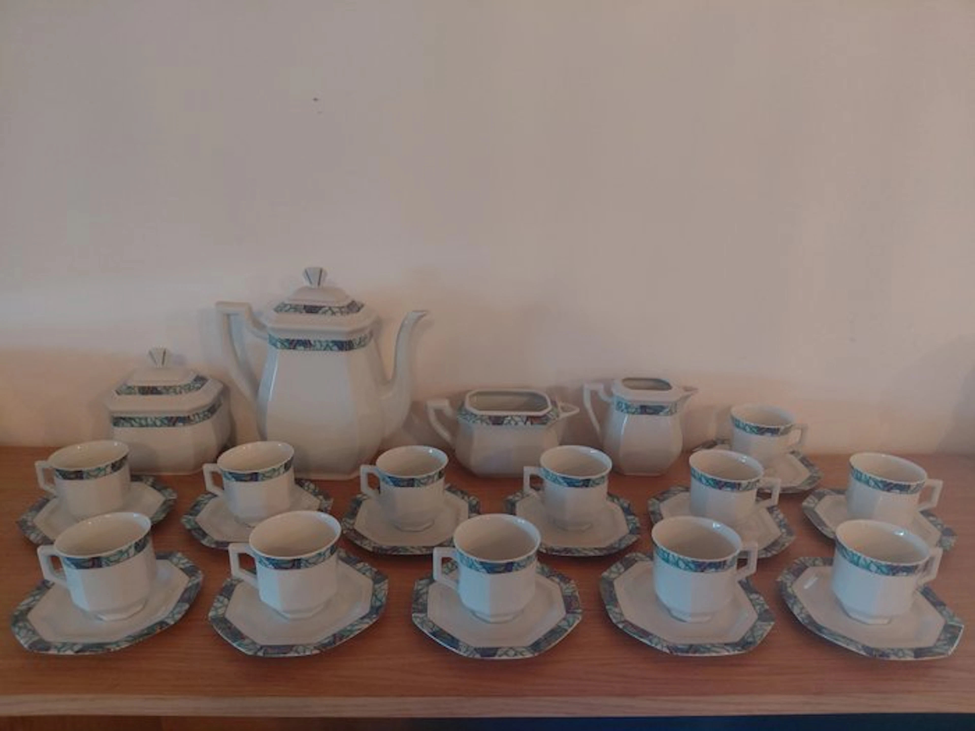 Limoges - Coffee set for 12 (12) - Butterfly - Porcelain - Noblat porcelain