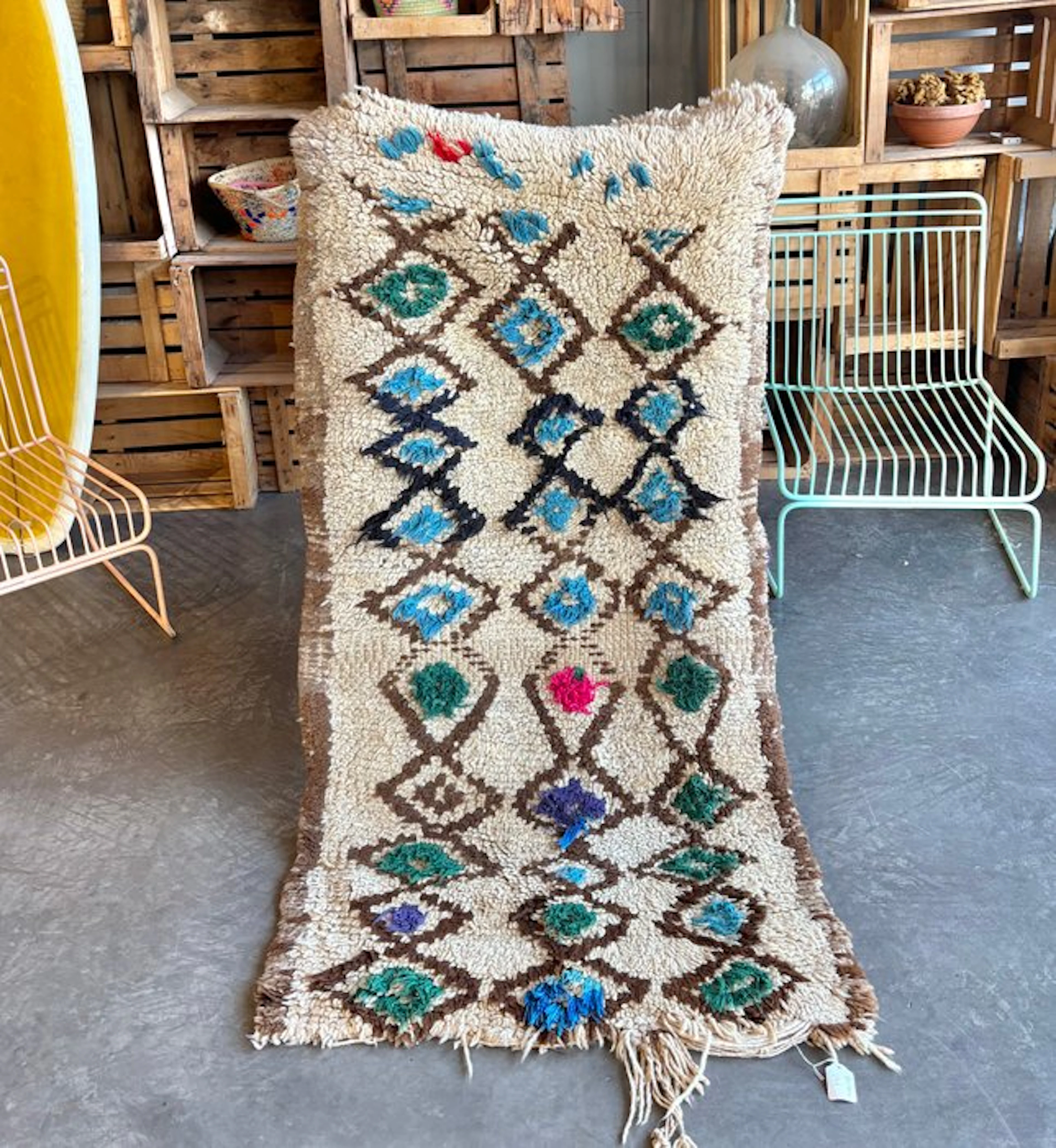 Vintage Moroccan Berber Rug – Handmade Wool Tribal Carpet...