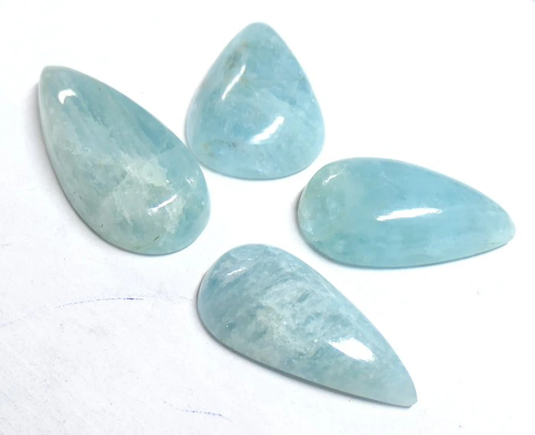 Large lot of aquamarine, 100% natural Cabochon- 24.67 g - (4)