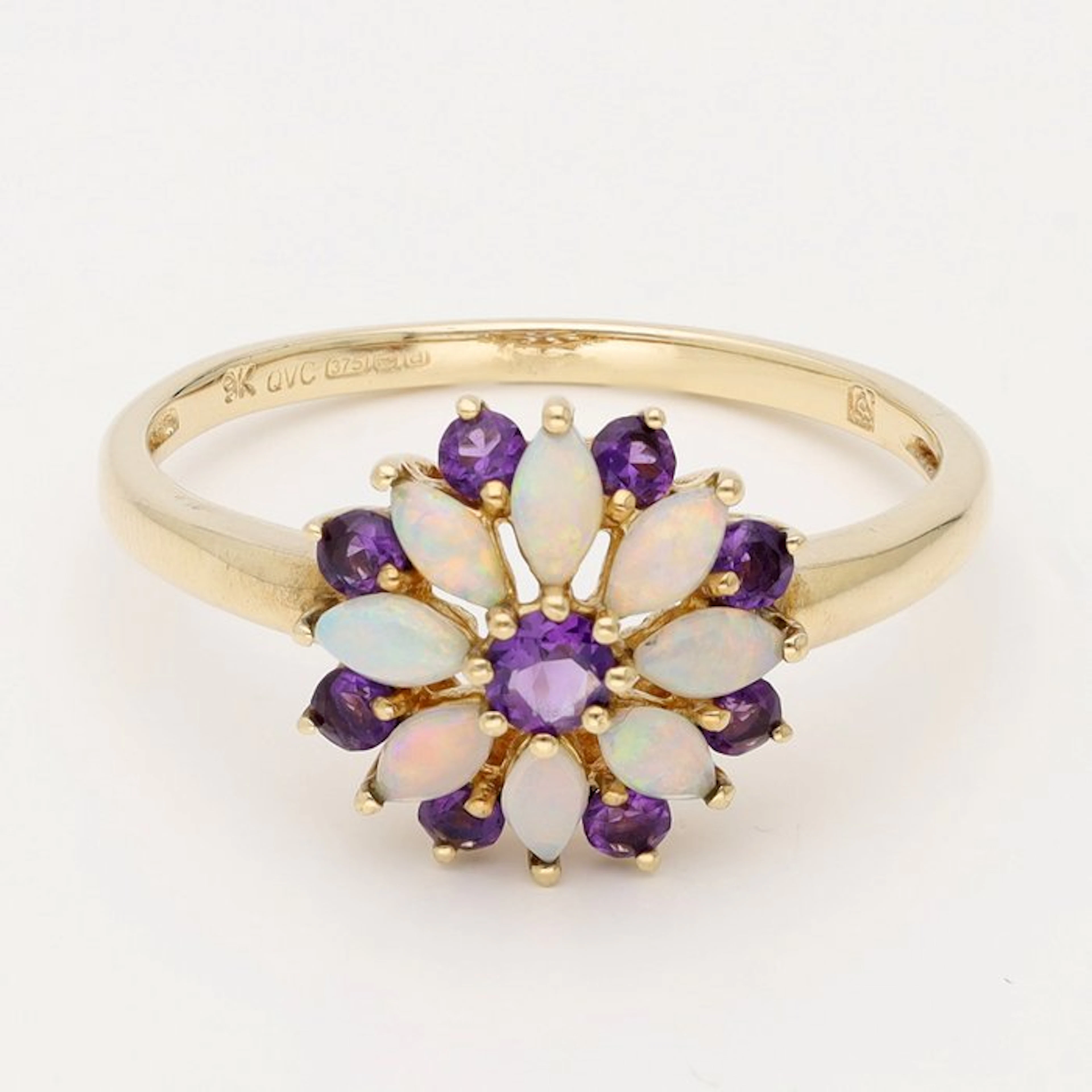 No reserve price - Ring - 9 kt. Yellow gold - Amethyst & Opal