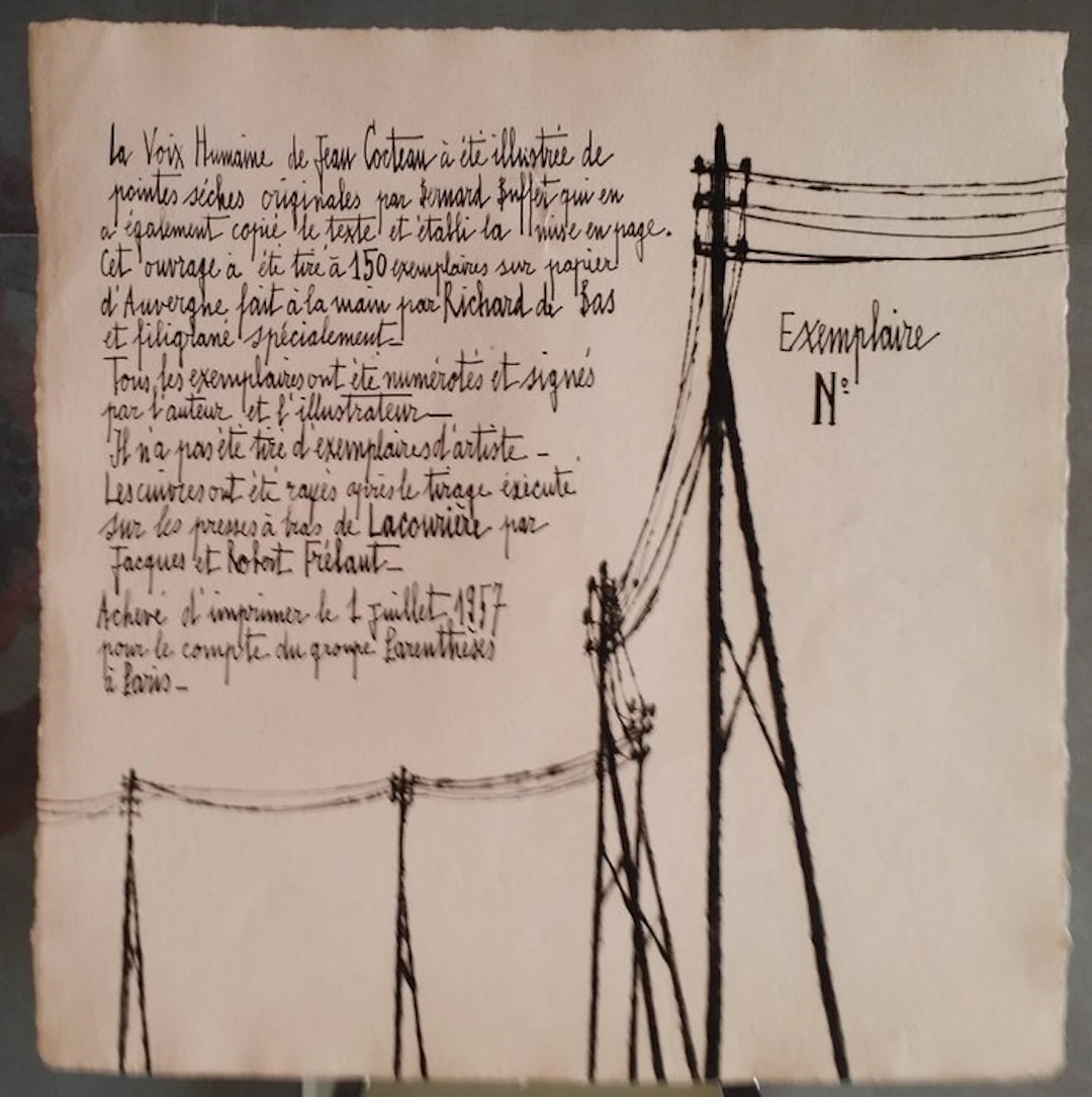 Bernard Buffet (1928-1999) / Jean Cocteau (1889-1963). - La Voix Humaine