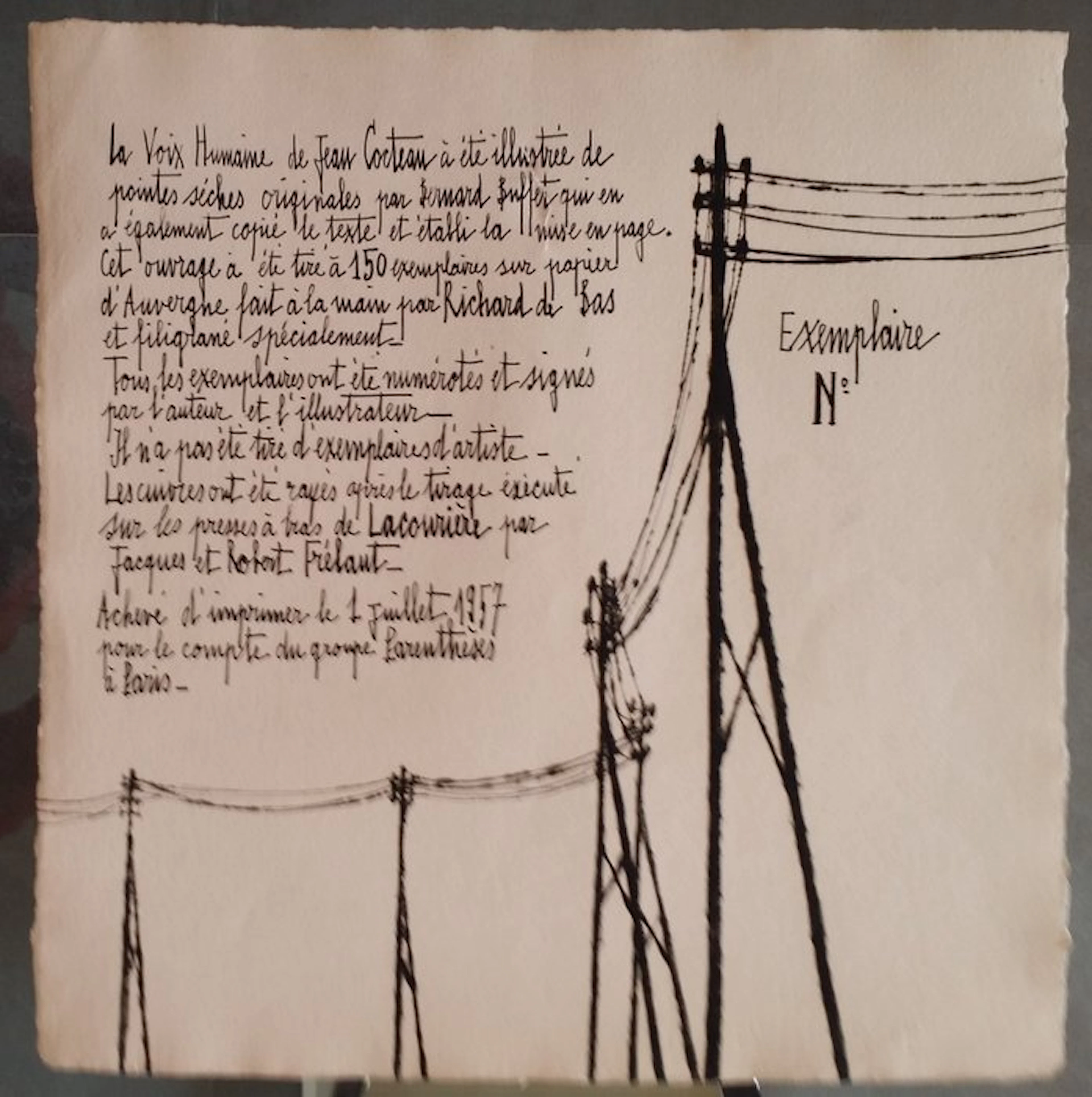 Bernard Buffet (1928-1999) / Jean Cocteau (1889-1963). - La Voix Humaine