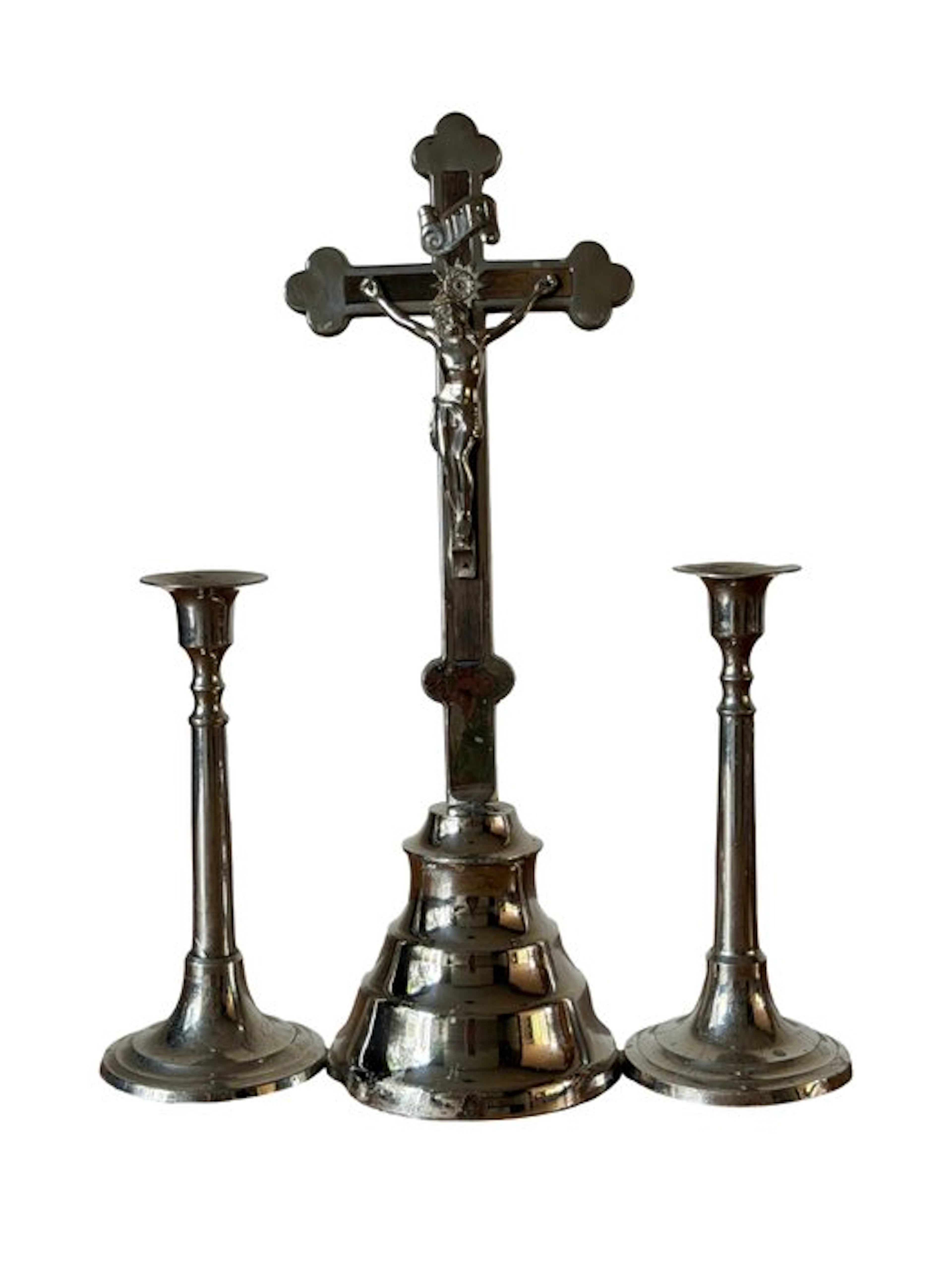 Art Deco Crucifix (3) - Silverplated - 1920-1930 - Home altar / Crucifix