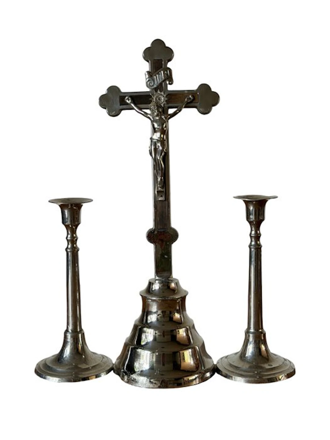 Art Deco Crucifix (3) - Silverplated - 1920-1930 - Home altar / Crucifix