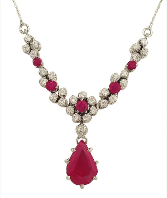 Necklace - 18 kt. White gold Ruby - Diamond