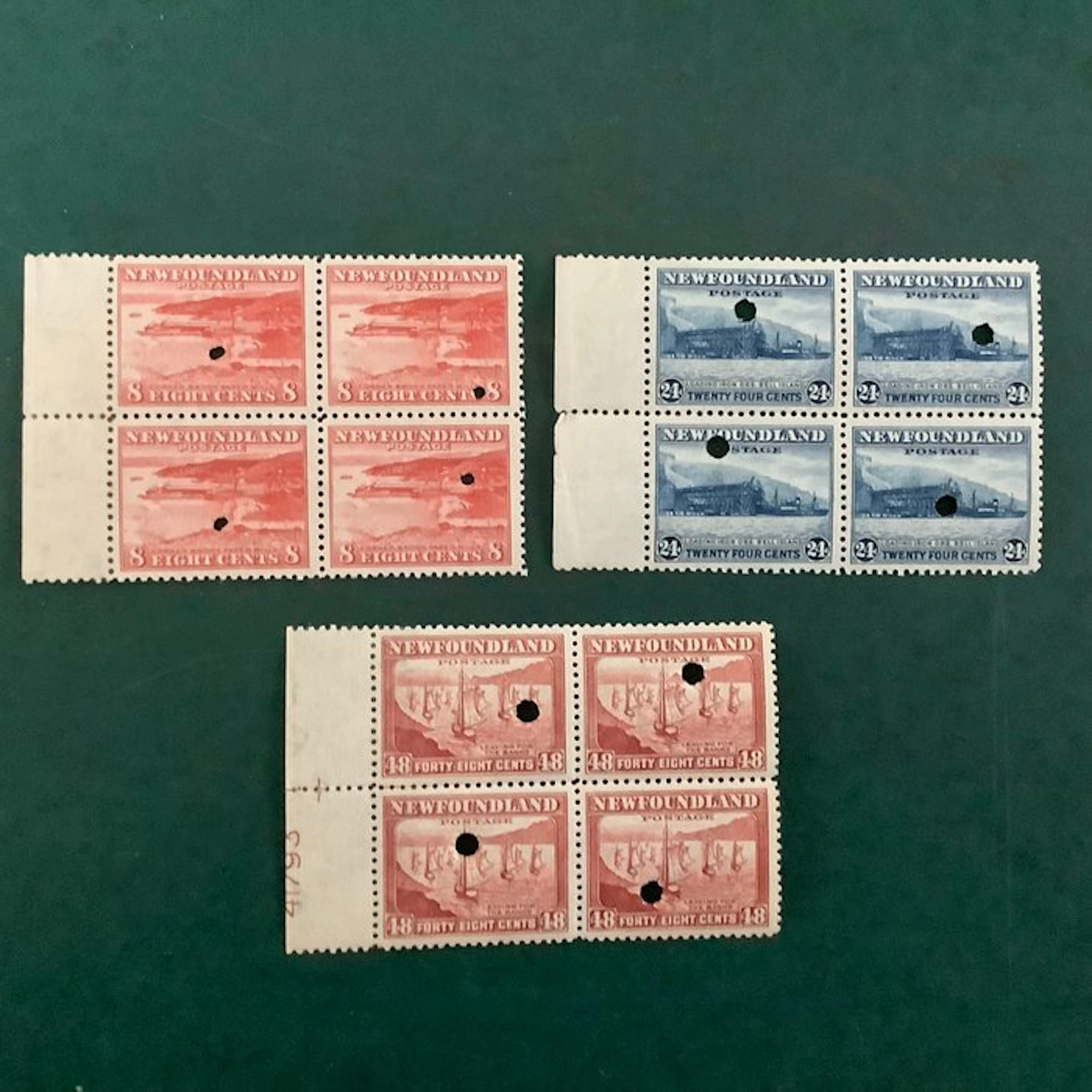 Newfoundland 1932 - Proofs; three blocks of four — The...