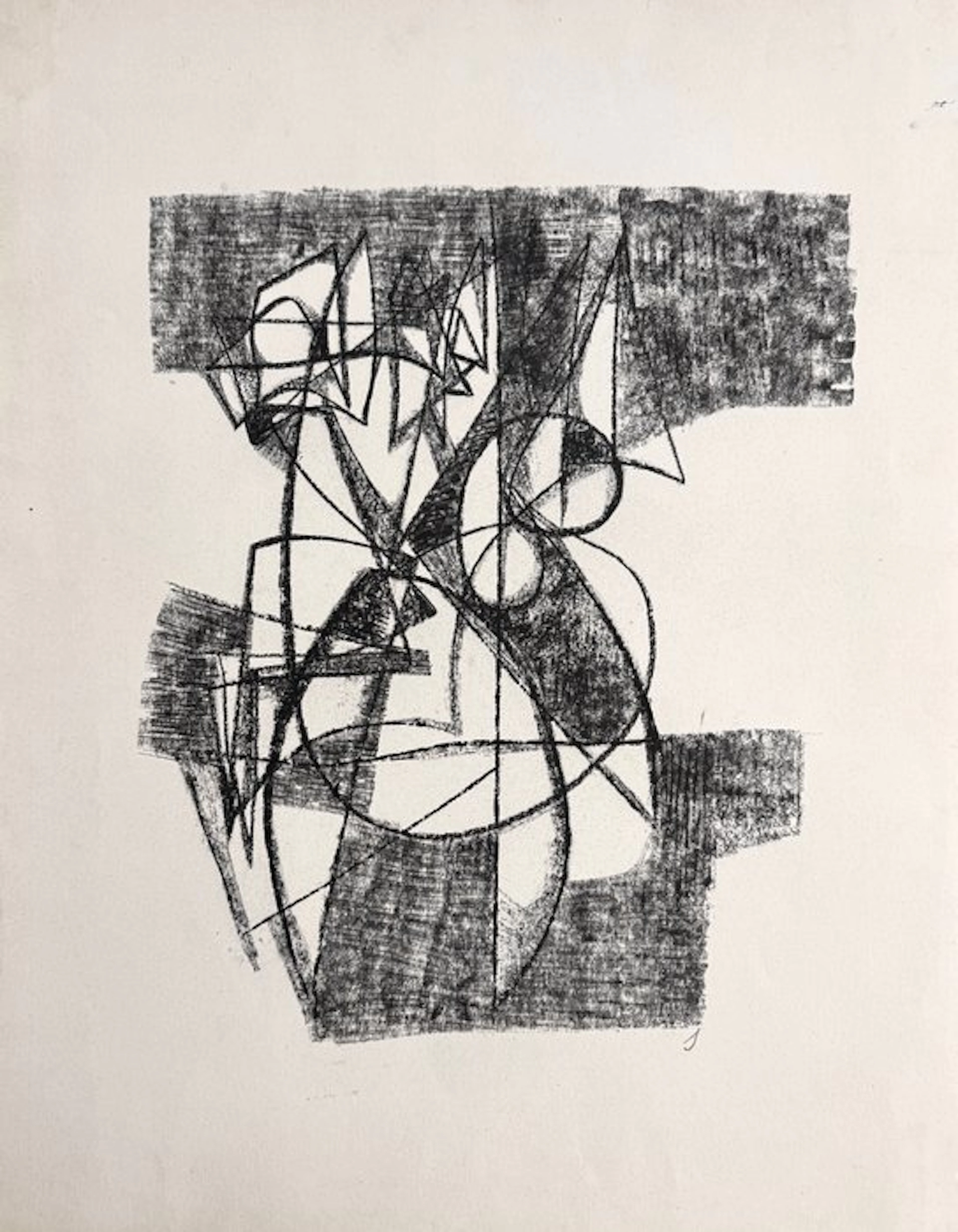 Silvin Bronkart (1915-1967) - Grande composition abstraite “ Fusain nr 6 “