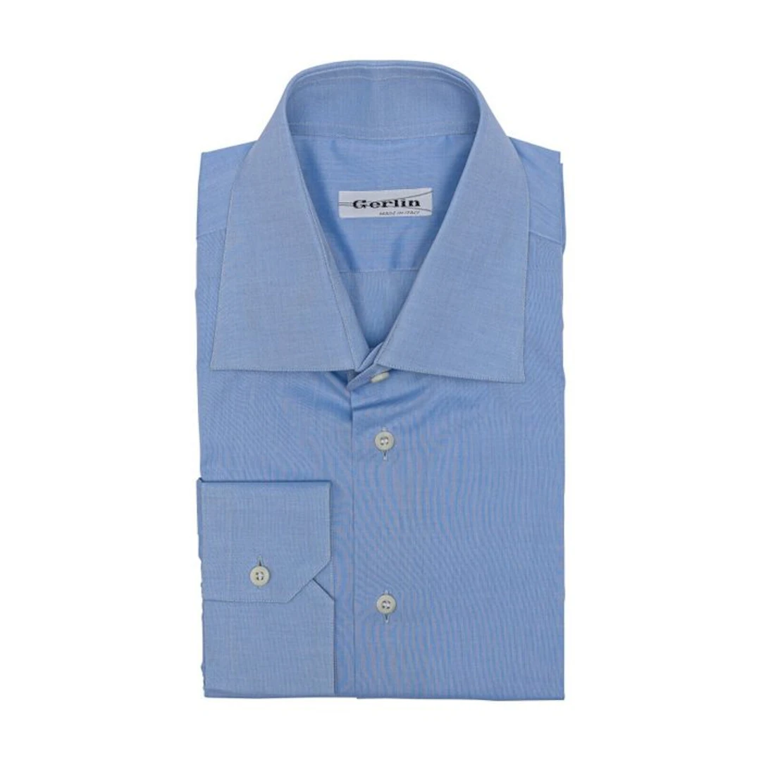 GERLIN - Size 15 - 38 - Shirt Light Blue Fine Cotton 1AN - Camicia - Nuovo con etichette