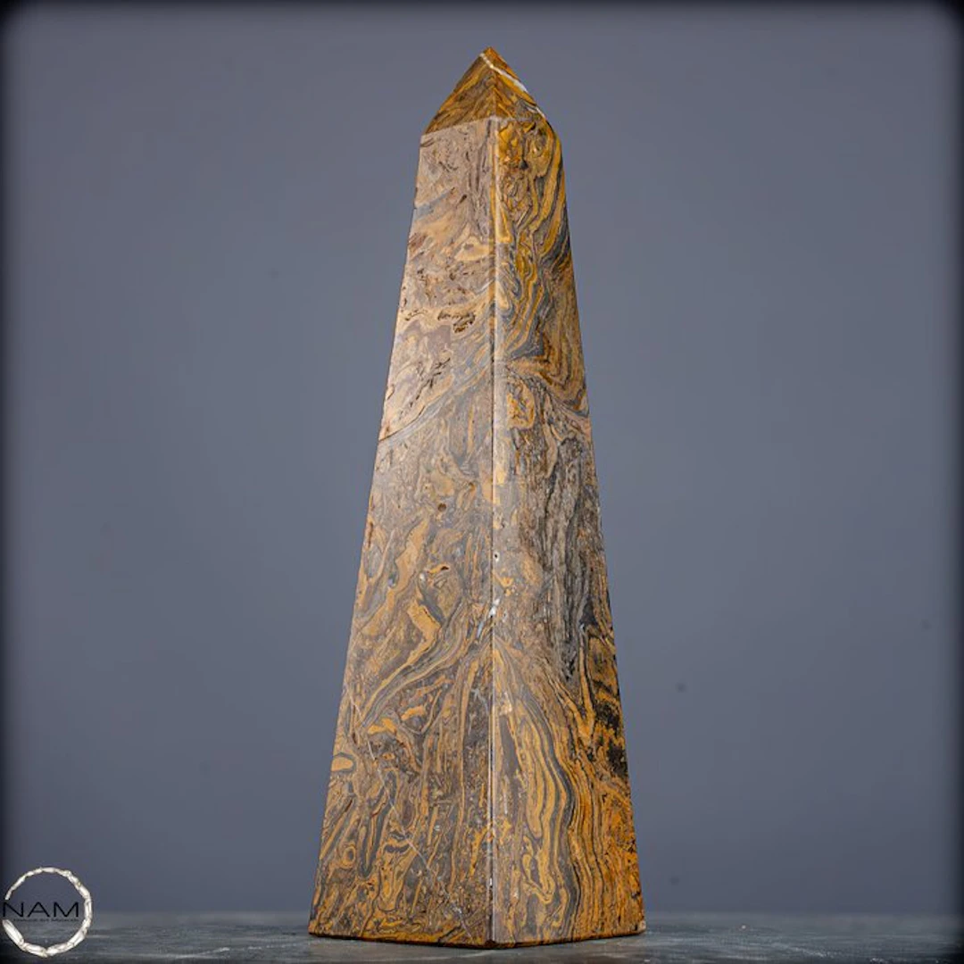Natural Stromatolite Obelisk with exceptional fossil grain- 1461.89 g