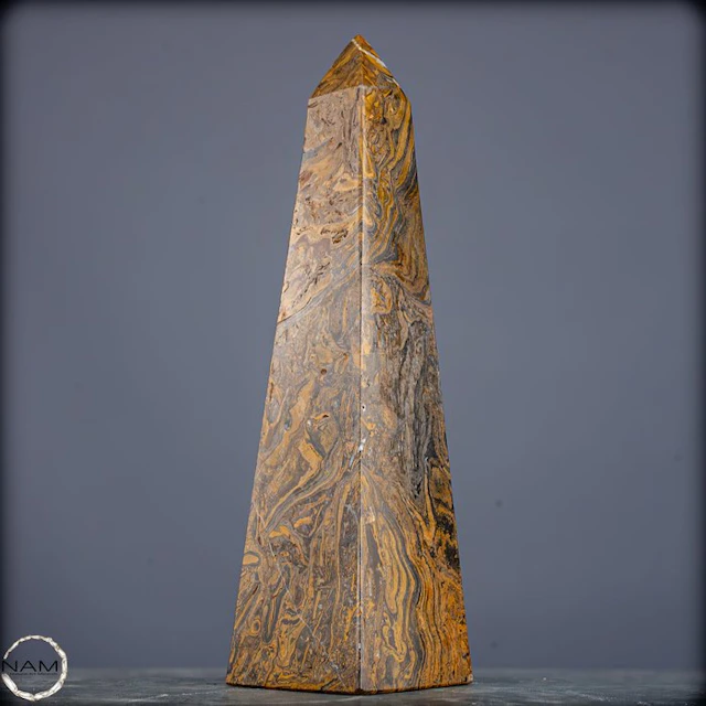 Natural Stromatolite Obelisk with exceptional fossil grain- 1461.89 g