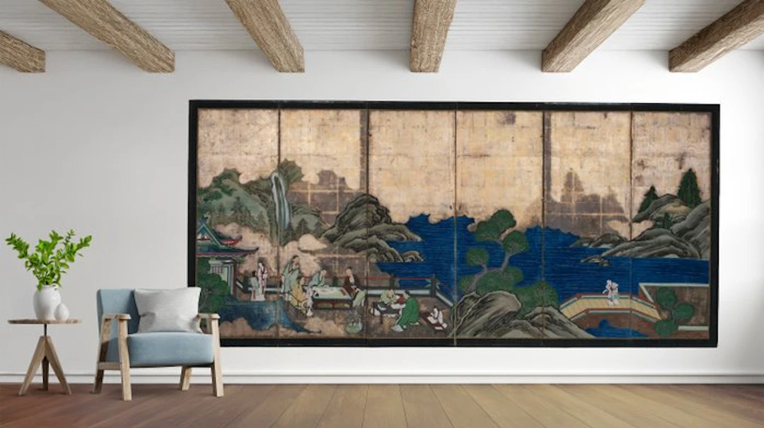 Byôbu 屏風 (folding screen) with Chinese scholar scene - Paper