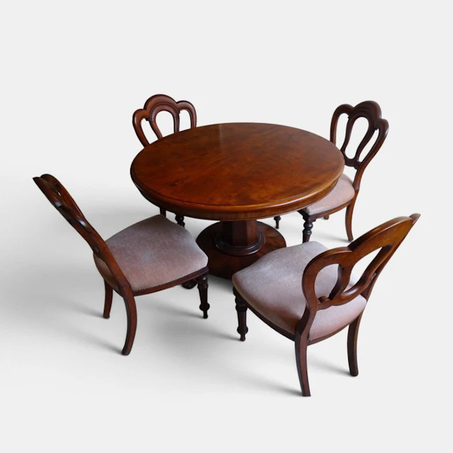 Onbekend - Onbekend - Dining table (5) - Mahogany - Dining table with 4 chairs.