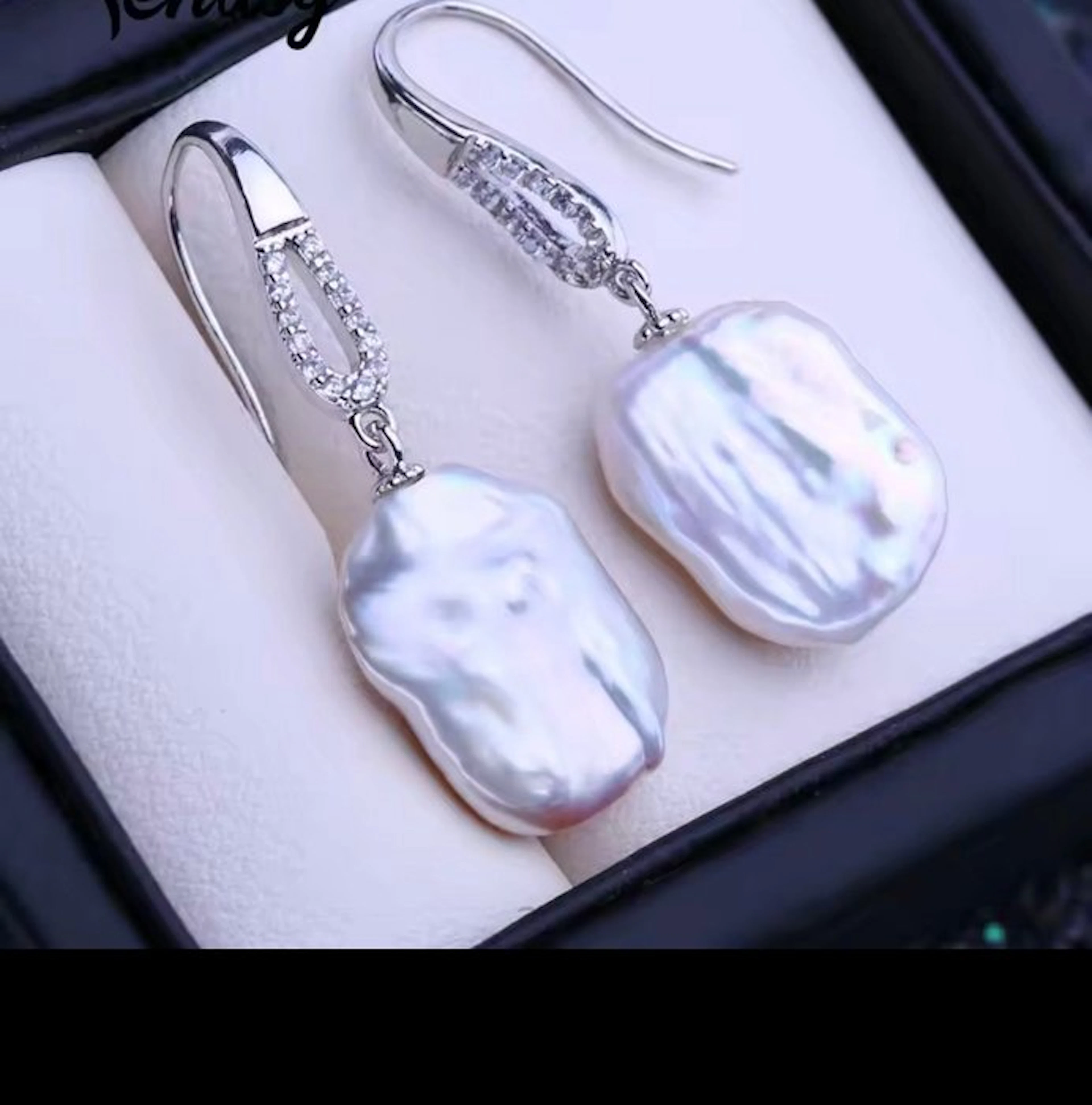 No reserve price - Cocktail earrings Silver Pearl - Great pearls