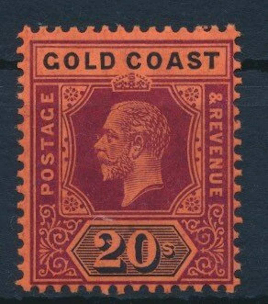 Gold Coast 1913 - King George 20 shillings on red paper - Stanley