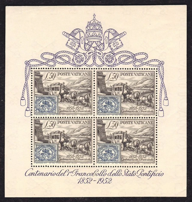 Vatican City 1952 - Centenary miniature sheet of the...