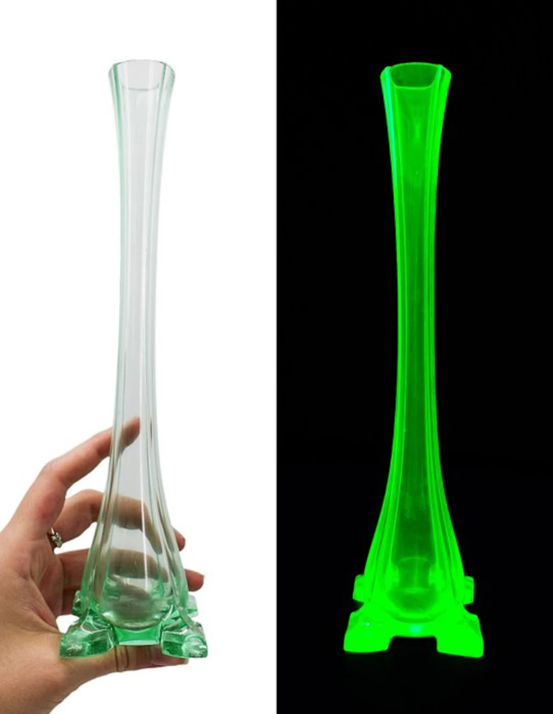 Soliflore Art Nouveau en verre uranifère - Single-flower vase - Uranium glass