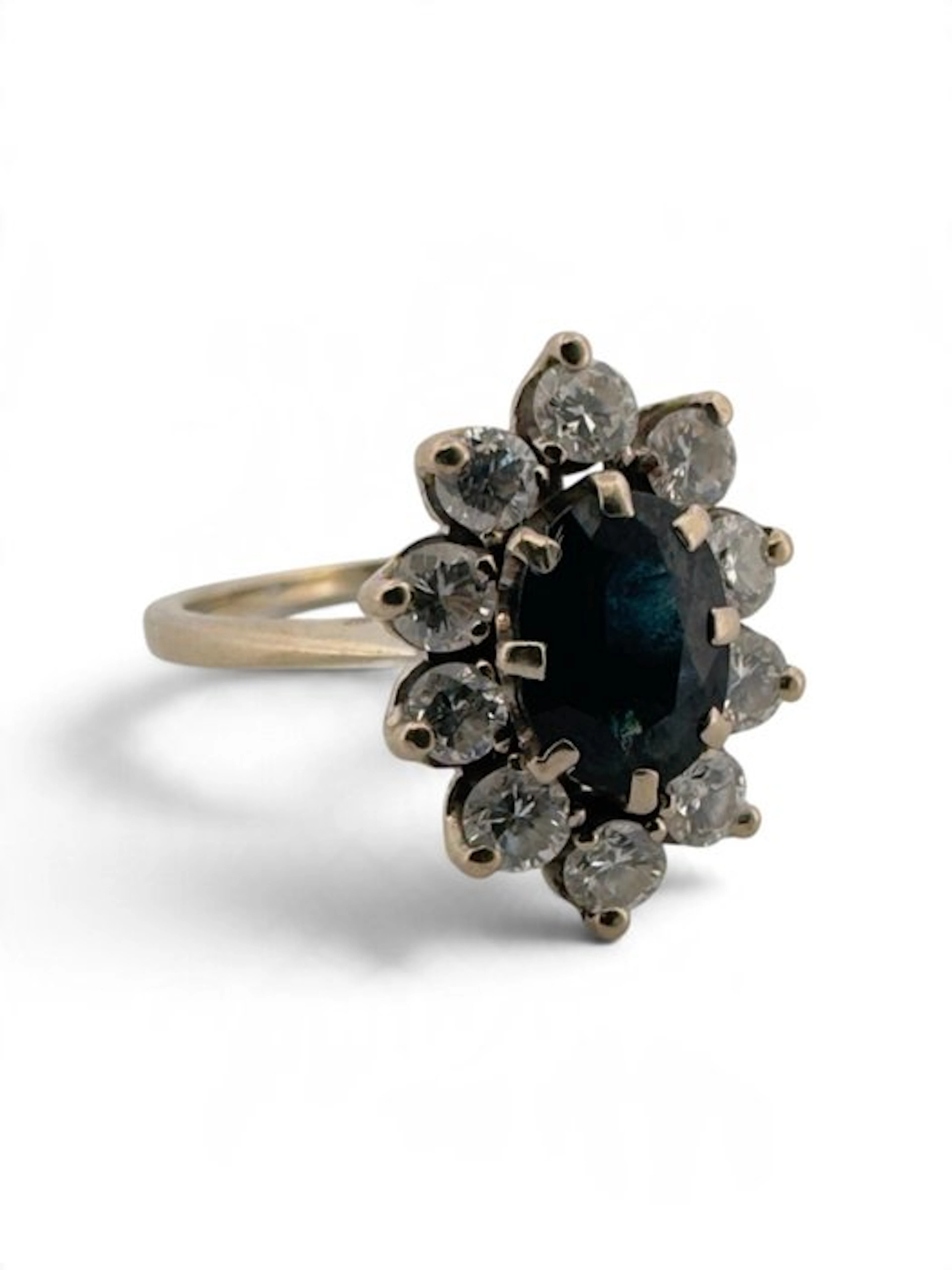 Ring - 18 kt. White gold Sapphire - Diamond