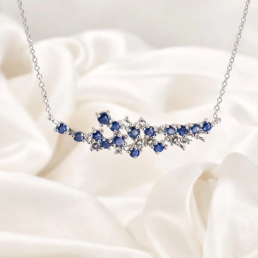 No reserve price - Necklace Gold-plated Sapphire - Topaz - 18K Gold Plated