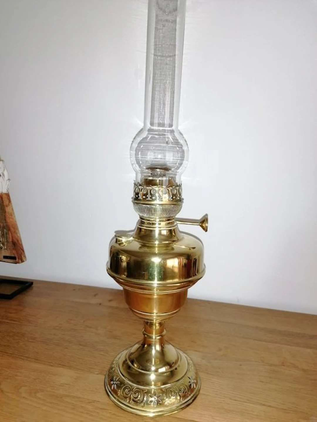 Kerosene lamp - Gilt brass, Crystal