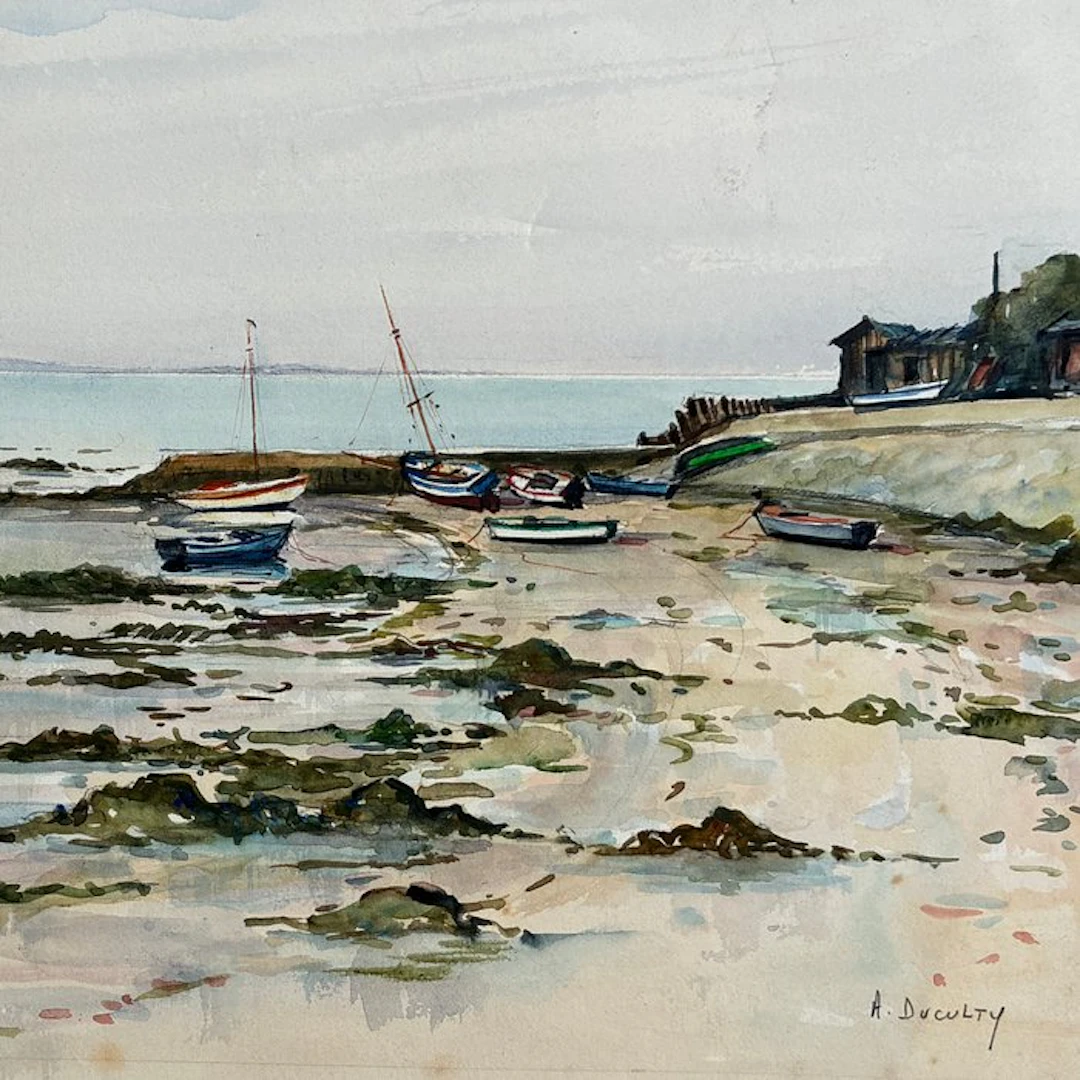 André Duculty (1912-1990) - Marine - Paysage côtier en...