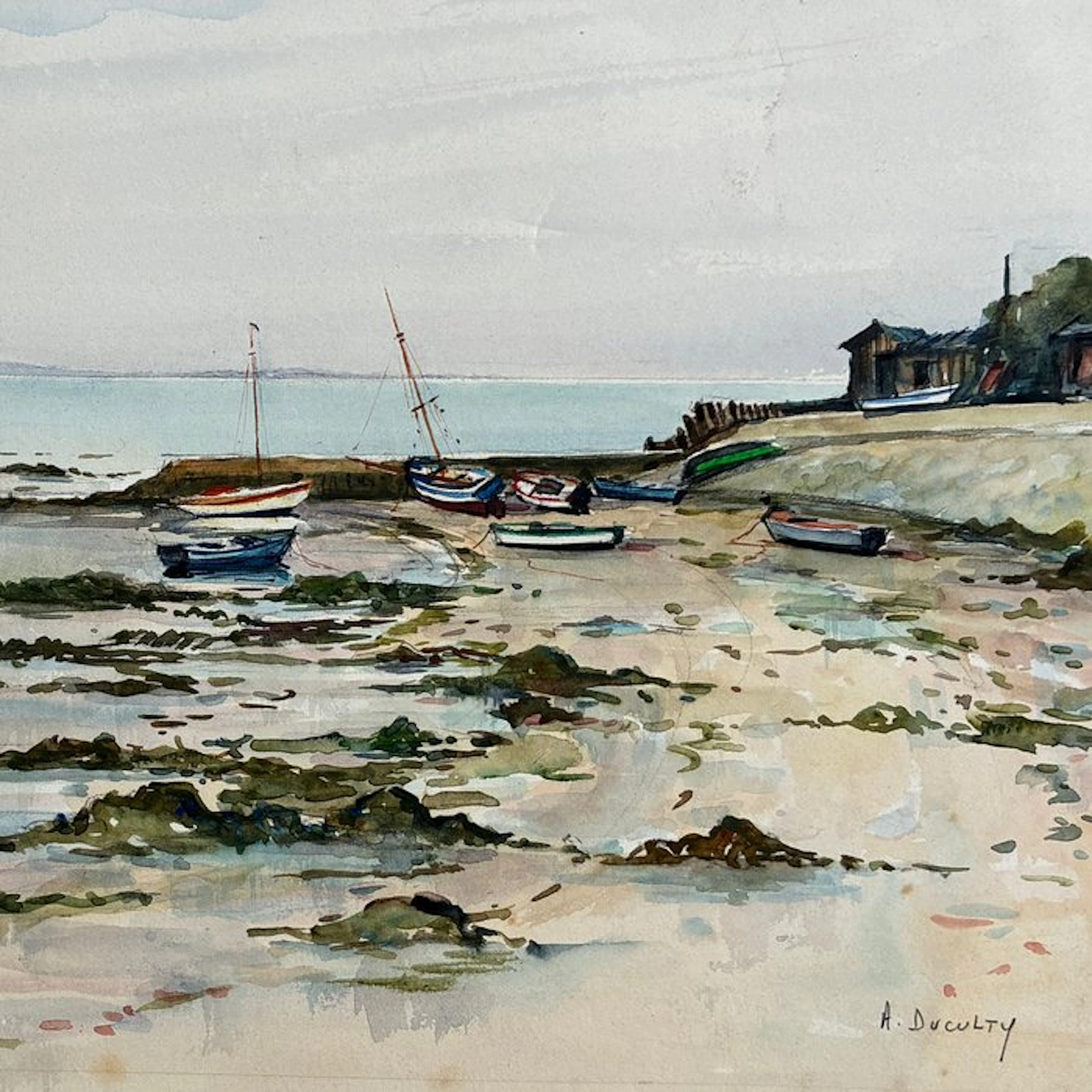 André Duculty (1912-1990) - Marine - Paysage côtier en...