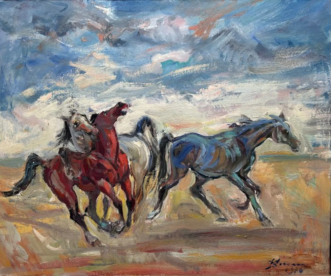 Ferruccio Torraca (1907-?) - Cavalli in prateria