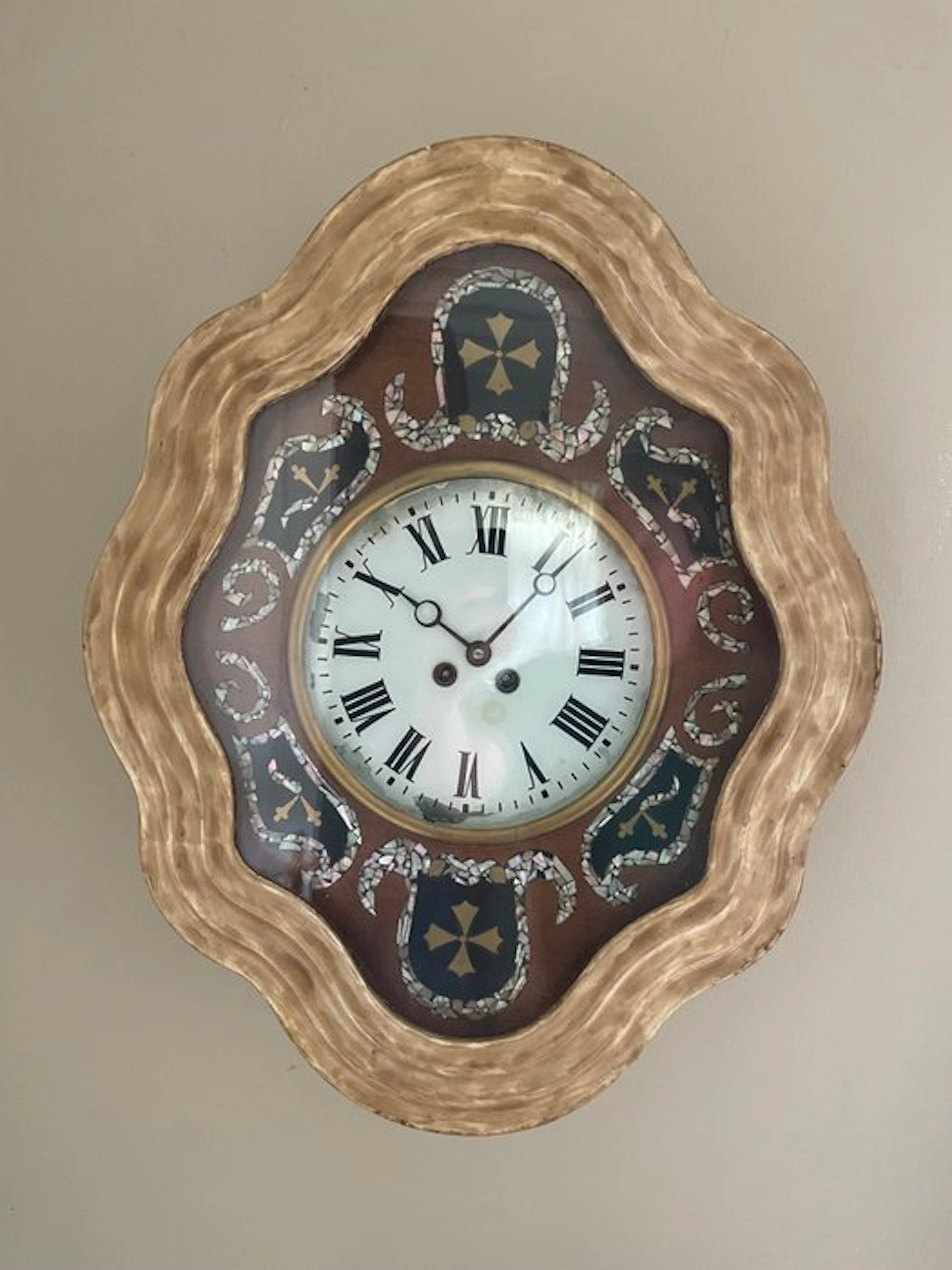 Antique French 'Œil de Boeuf' (oxeye) wall clock with...