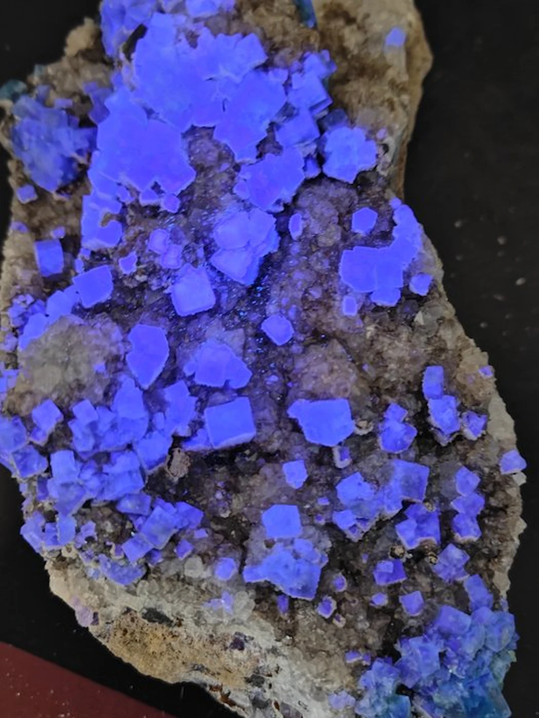 Green Fluorescent Fluorite on Quartz Crystals on matrix...