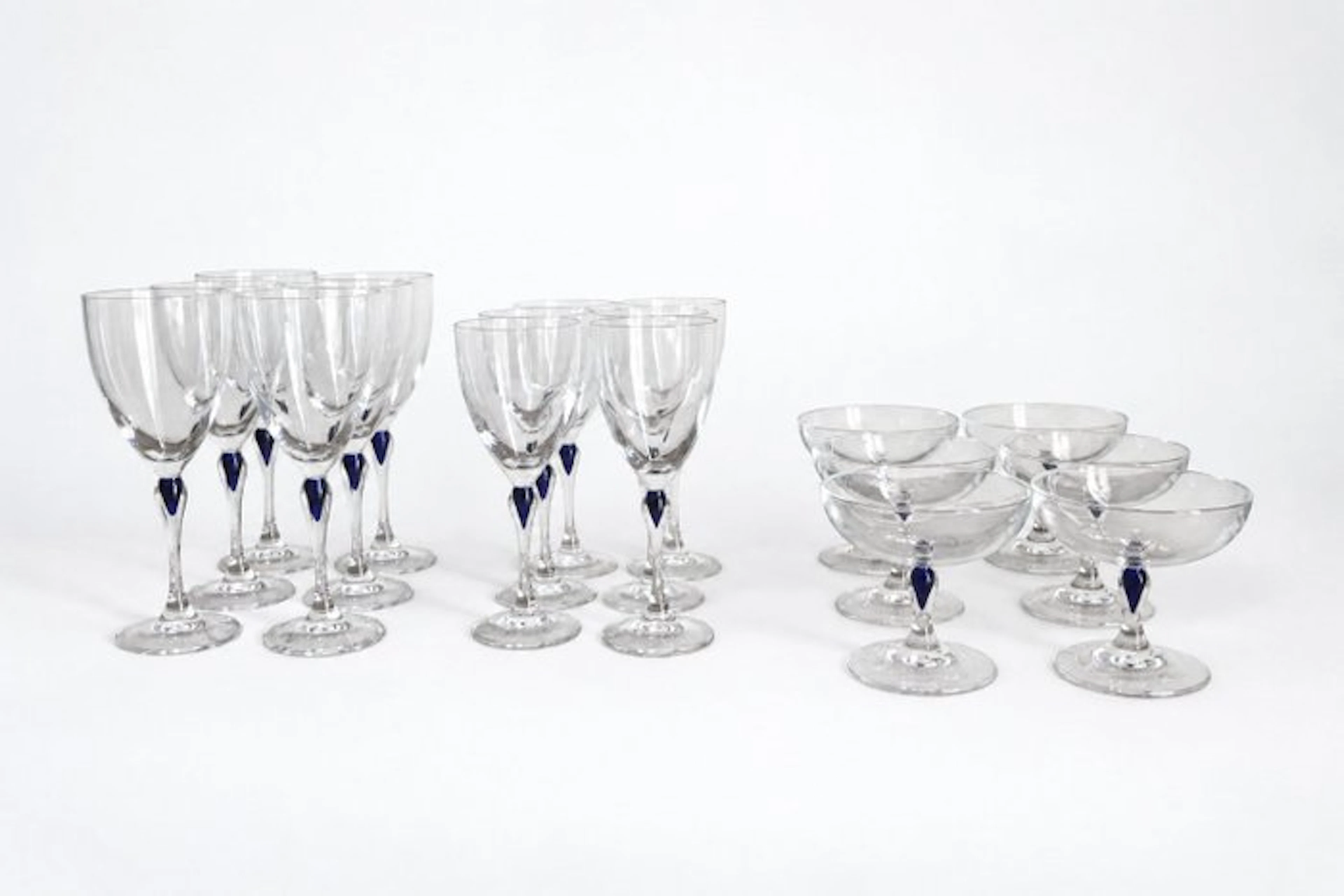 Cristal d’Arques-Durand - Drinking set for 6 (18) - Venise Saphir - Crystal