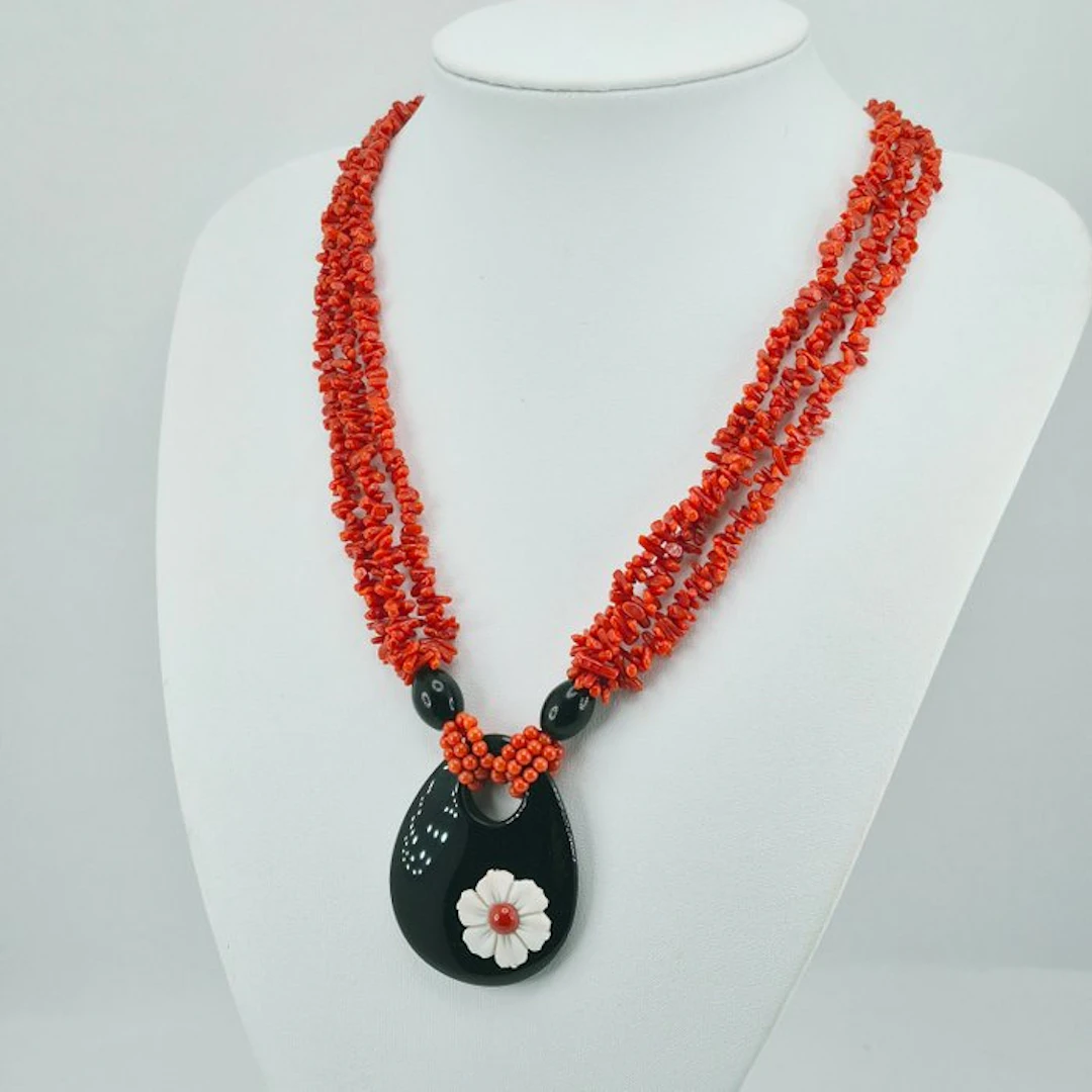 Coral - Silver, Gold-plated - Necklace - CORALLO MEDITERRANEO
