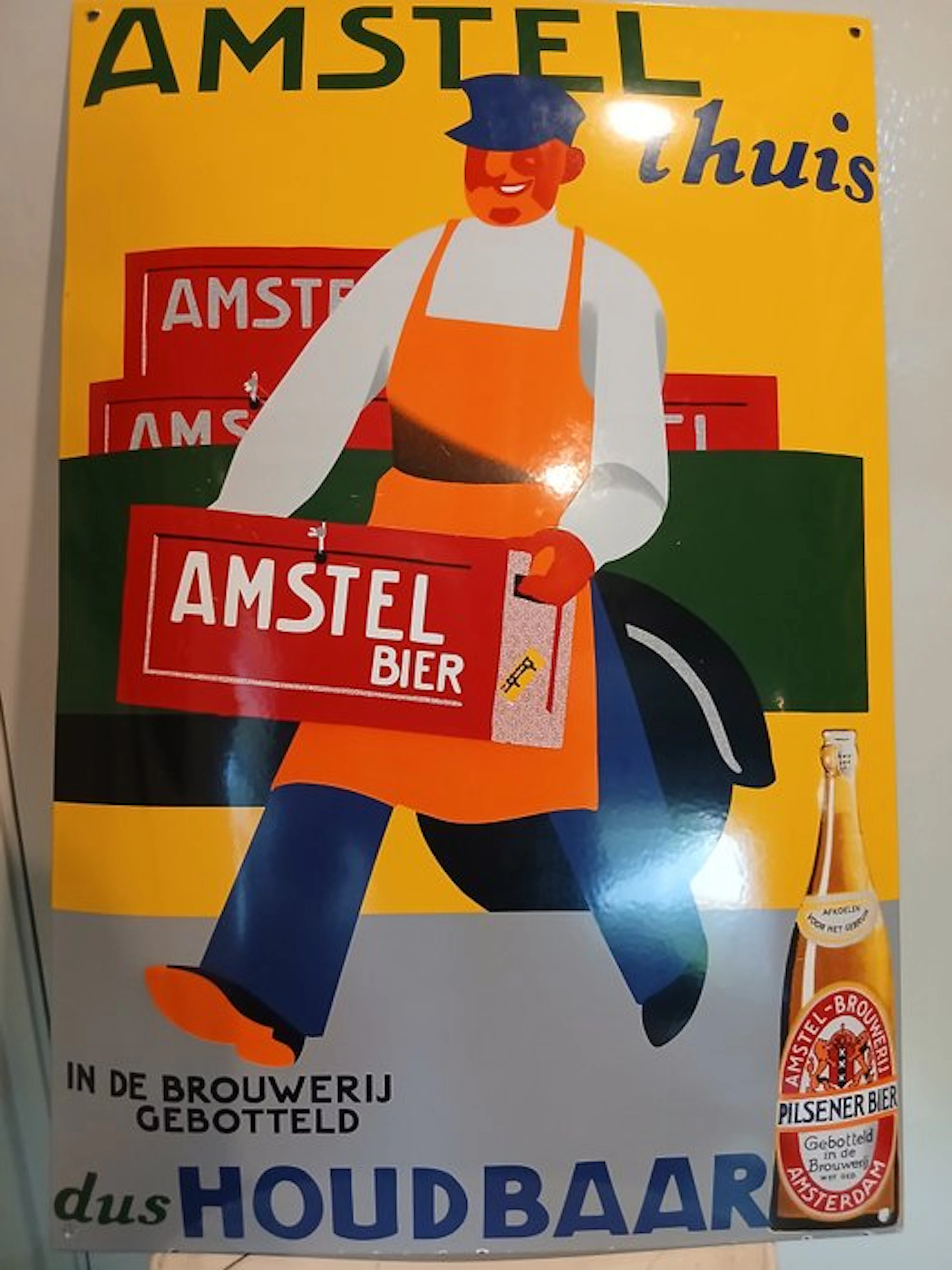 Amstel Bier - Large enamel advertising sign for Amstel...