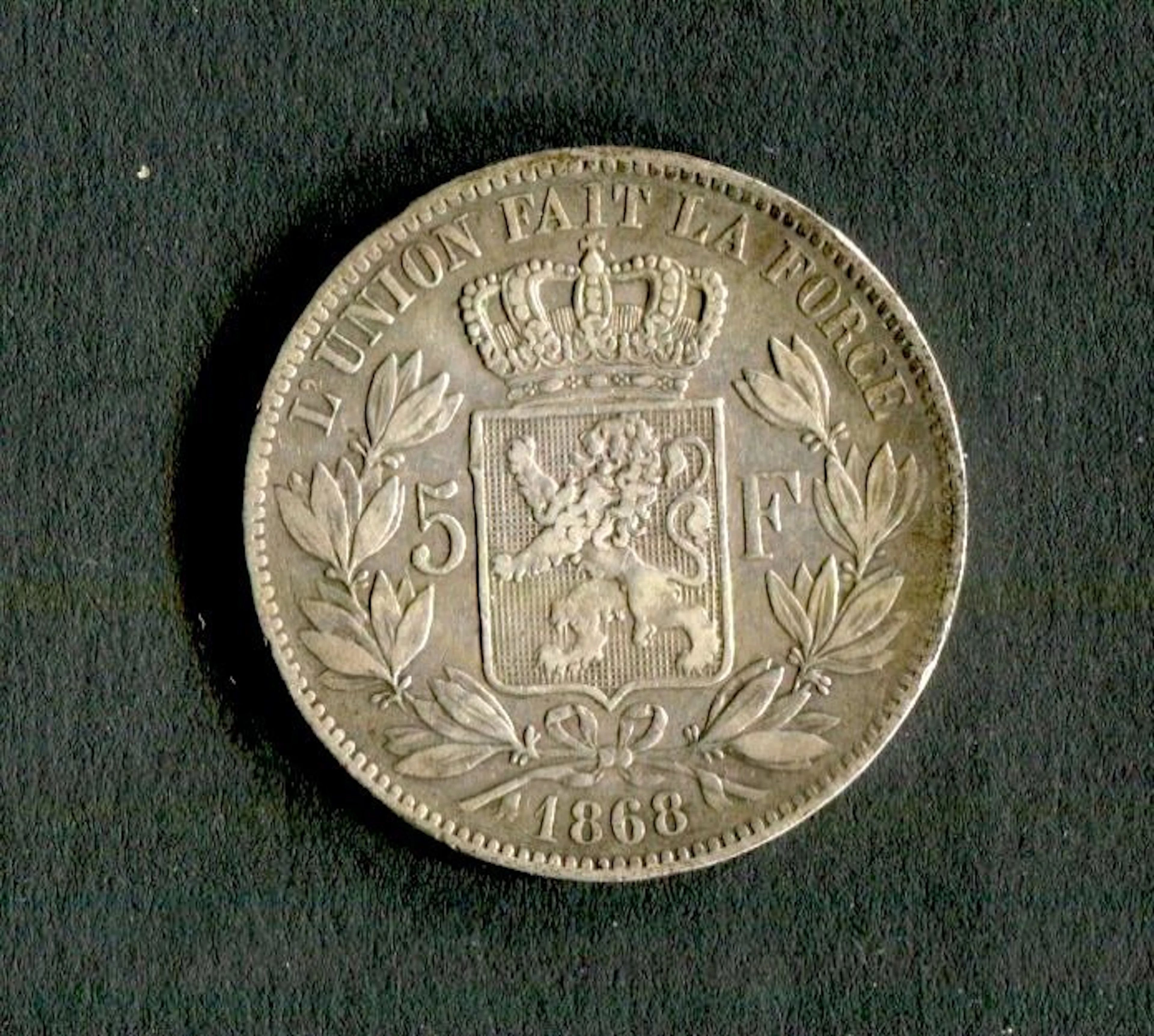 Belgium. Leopold II. 5 Francs 1868 (No reserve price)