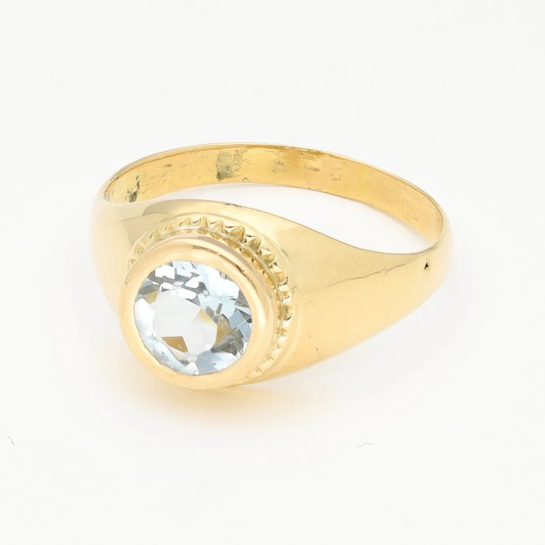 Ring - 18 kt. Yellow gold - Aquamarine