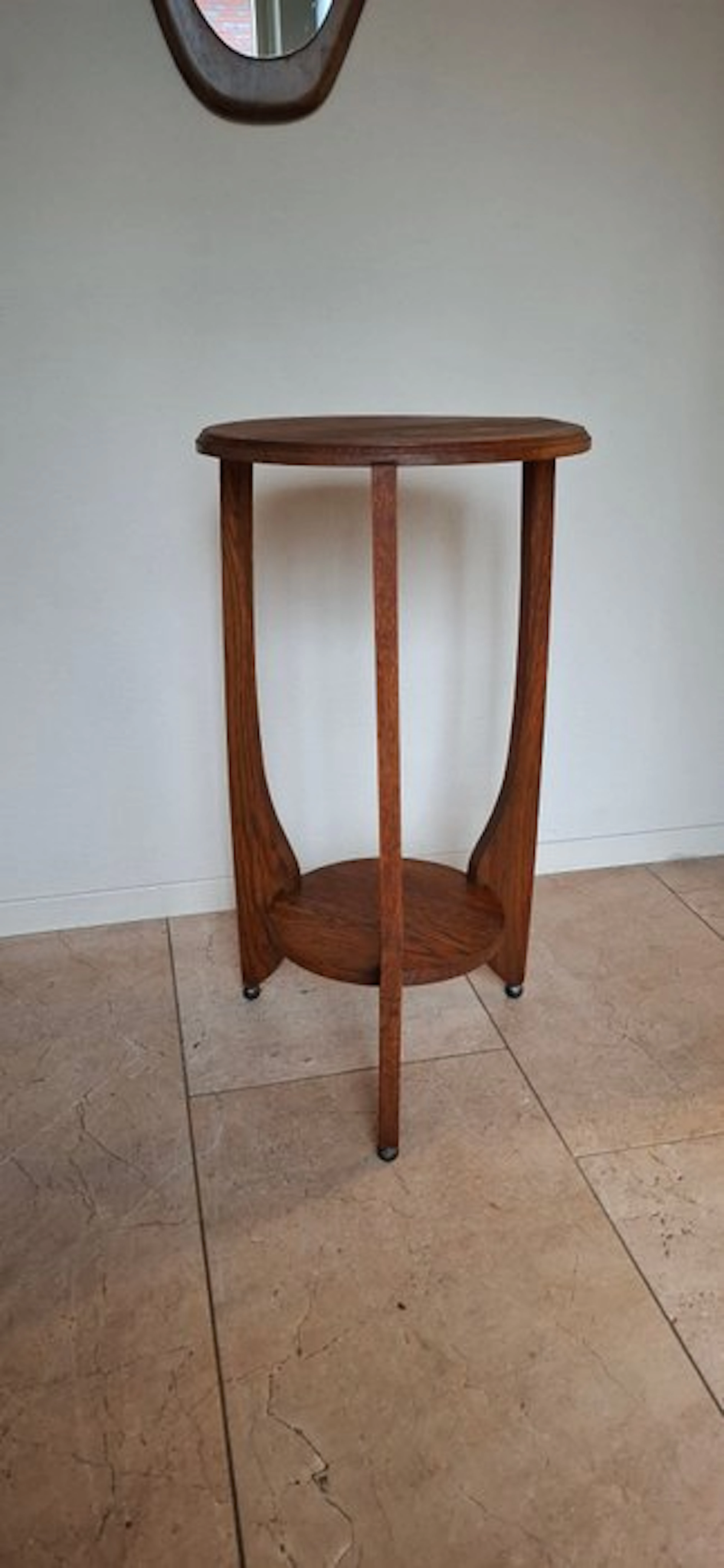 Side table - Oak wood, black ball feet - the Amsterdam School