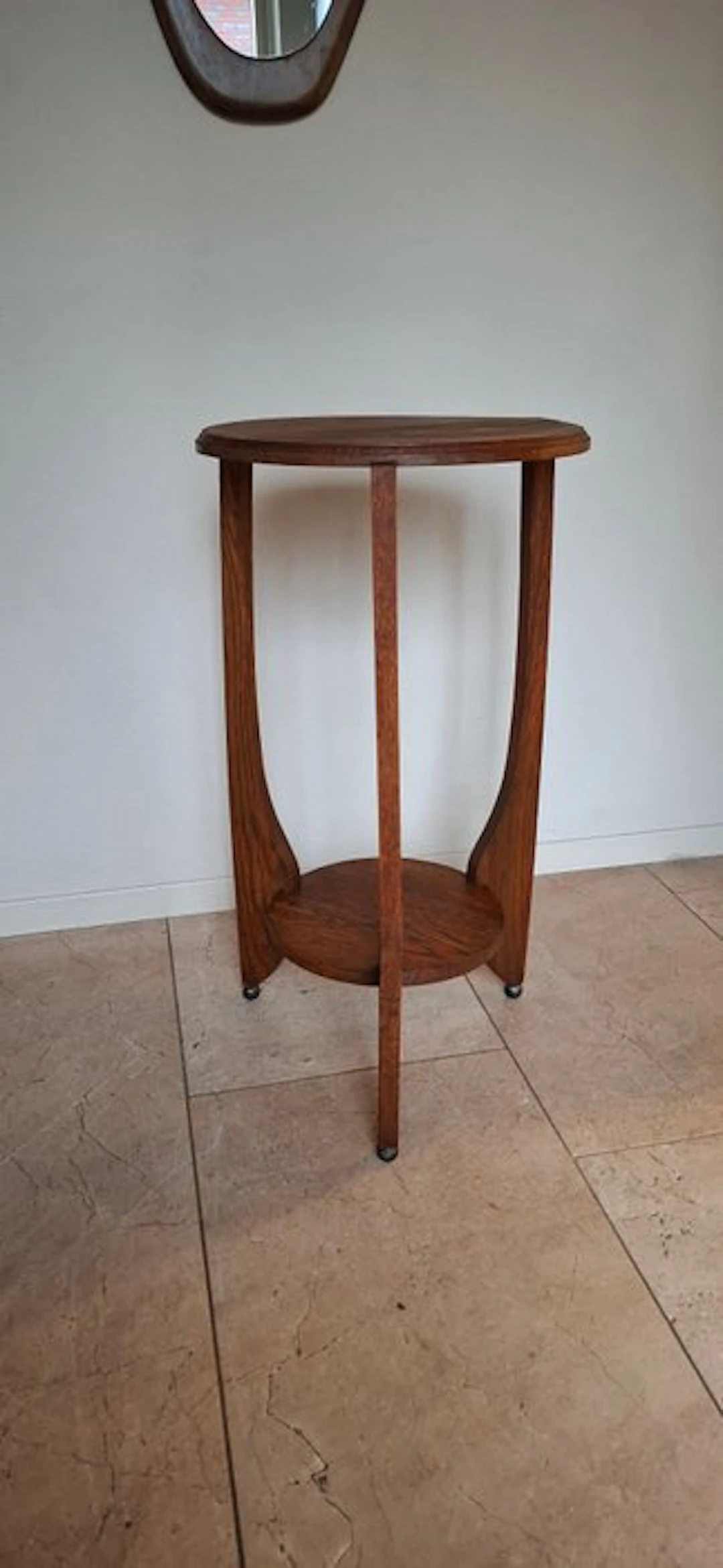 Side table - Oak wood, black ball feet - the Amsterdam School