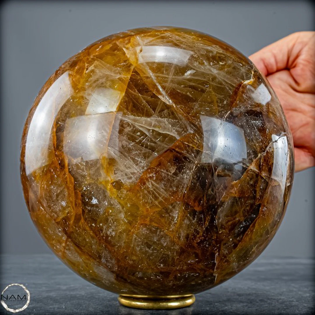 Rare Natural Golden Healer Quartz Sphere, Brazil- 4513.17 g
