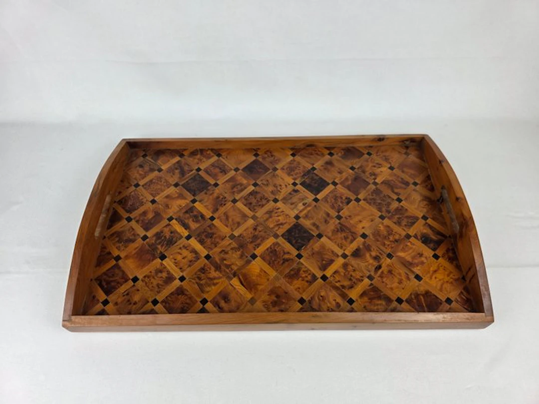 Serving tray - Thuya - Large serving tray in juniper burl, inlaid.
