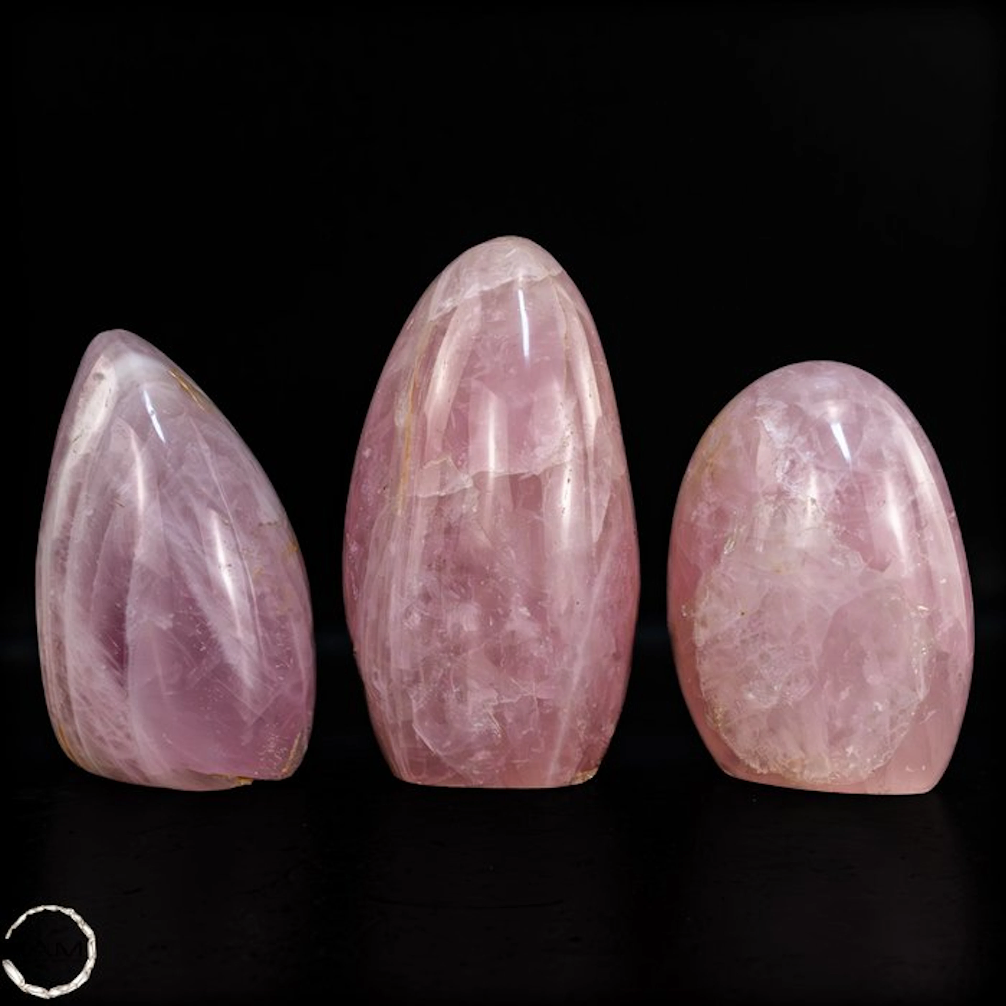 Rose Quartz Freeform Set – Elegant trio of delicately pink natural quartz