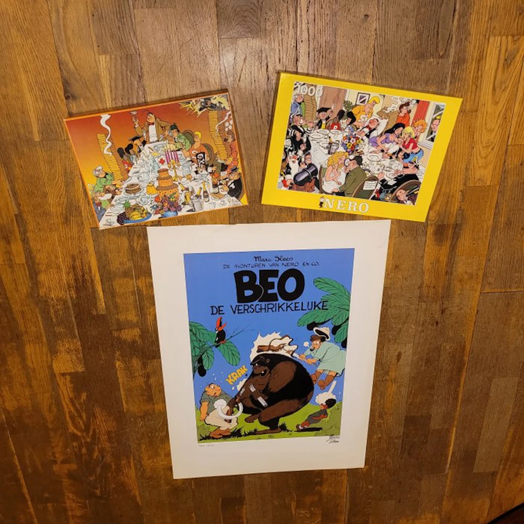 Marc Sleen - 1 Silkscreen - Nero - Beo de verschrikkelijke + 2 puzzels